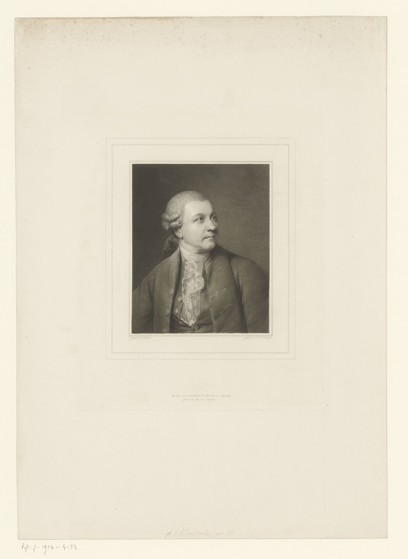 Portret van Friedrich Gottlieb Klopstock by Lazarus Gottlieb Sichling