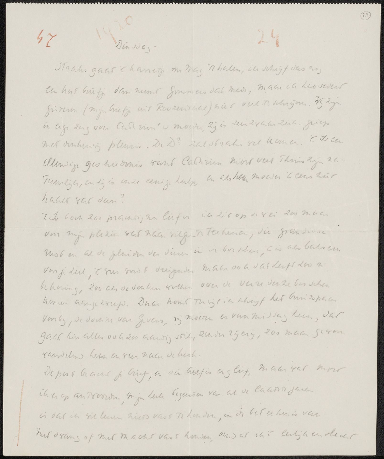Brief aan Ina van Eibergen Santhagens-Waller by Richard Nicolaüs Roland Holst