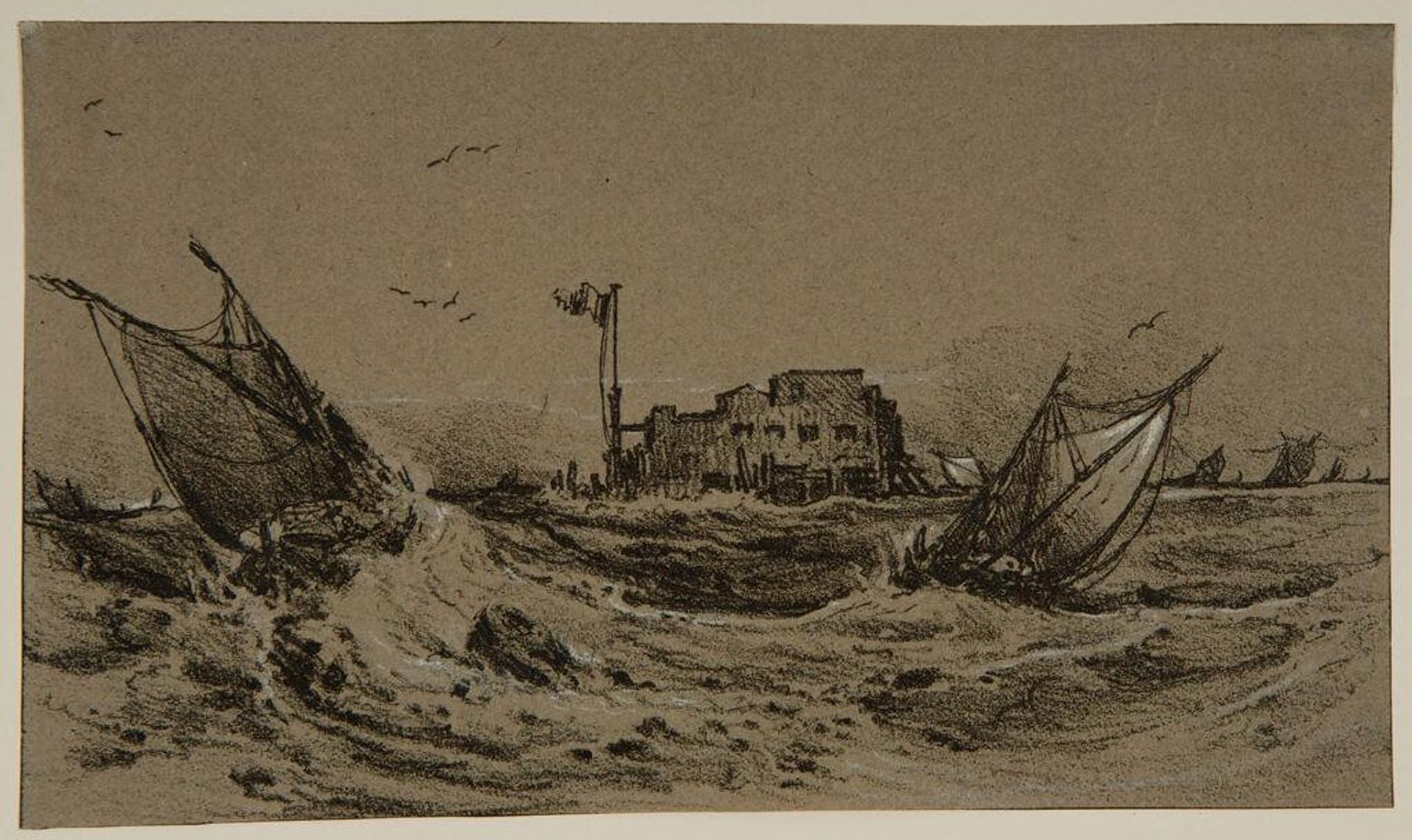 Seascape:  Building on an Island by FranÃ§ois Louis Thomas Francia
