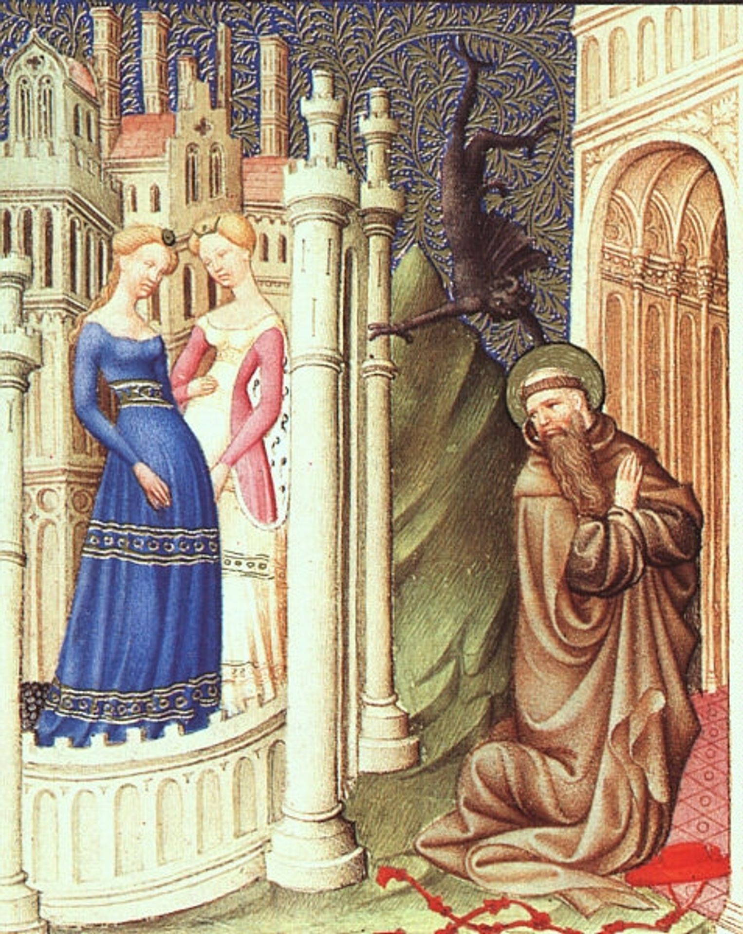 St. Jerome Tempted by Dancing Girls by Limbourg brothers
