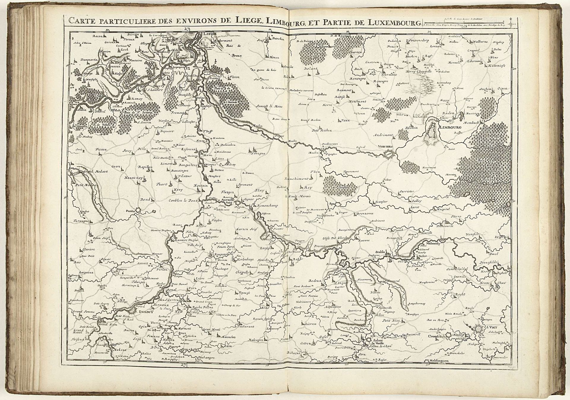 Kaart van de provincies Luik en Luxemburg, 1708 by Jacobus Harrewijn