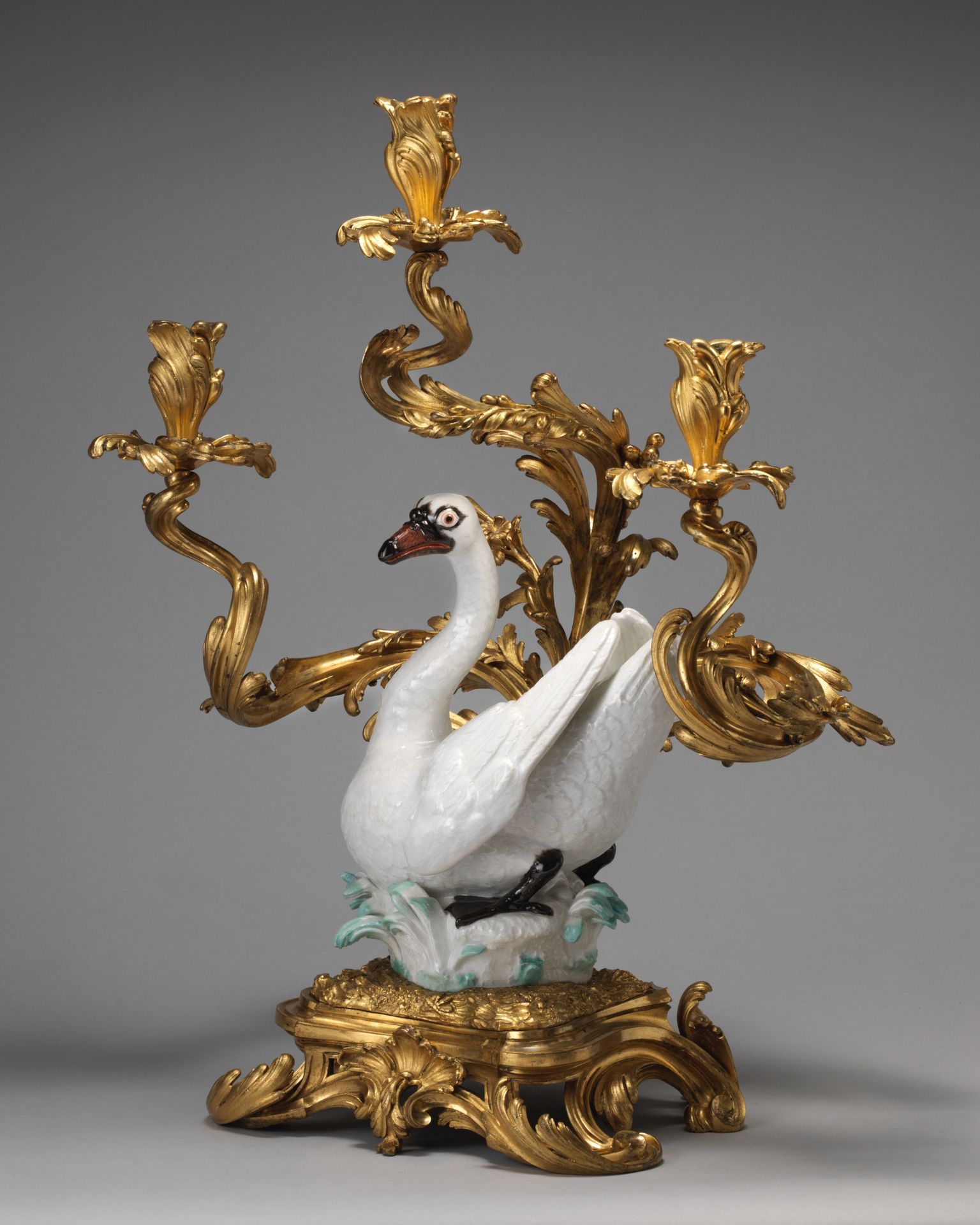 Swan candelabrum (one of a pair) by Meissen Manufactory