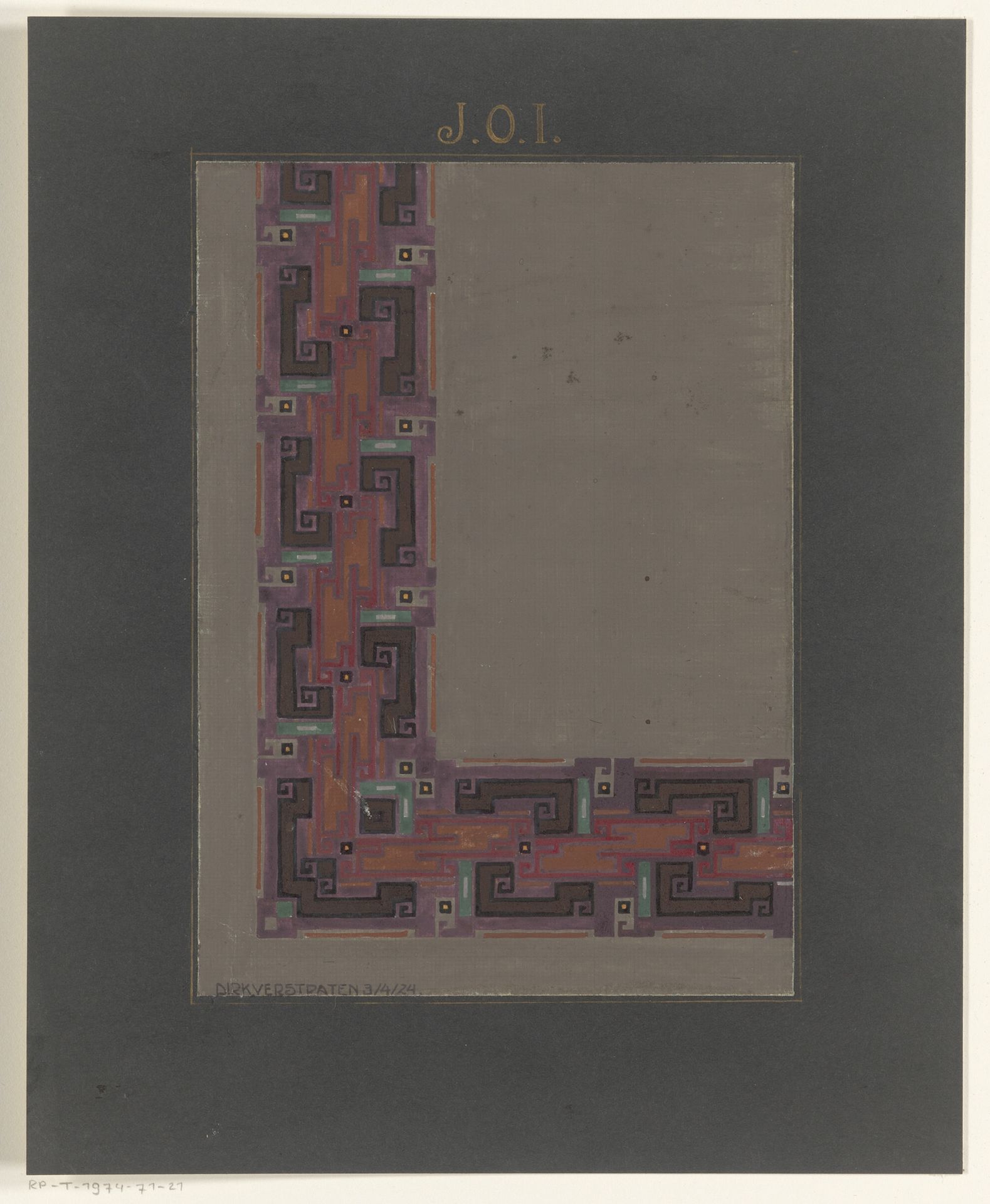 Ontwerp voor een tapijt met geometrisch patroon by Dirk Verstraten