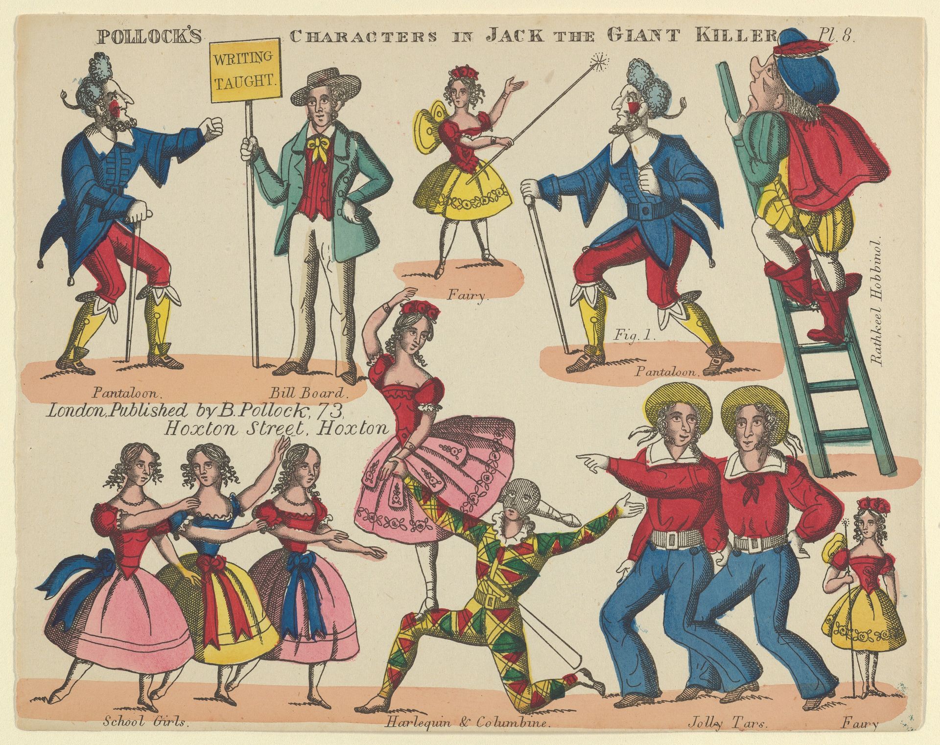 Characters, from Jack and the Giant Killer, Plate 8 for a Toy Theater by Benjamin Pollock