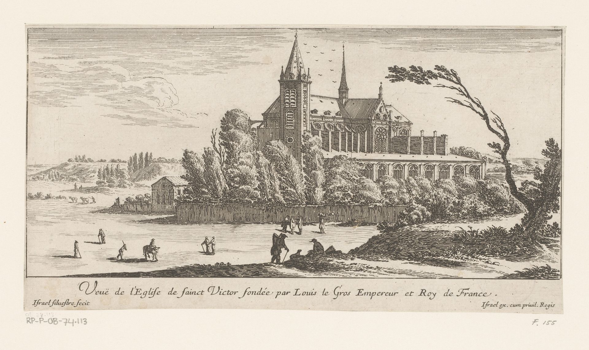 Gezicht op de kerk van Saint-Victor by Israel Silvestre