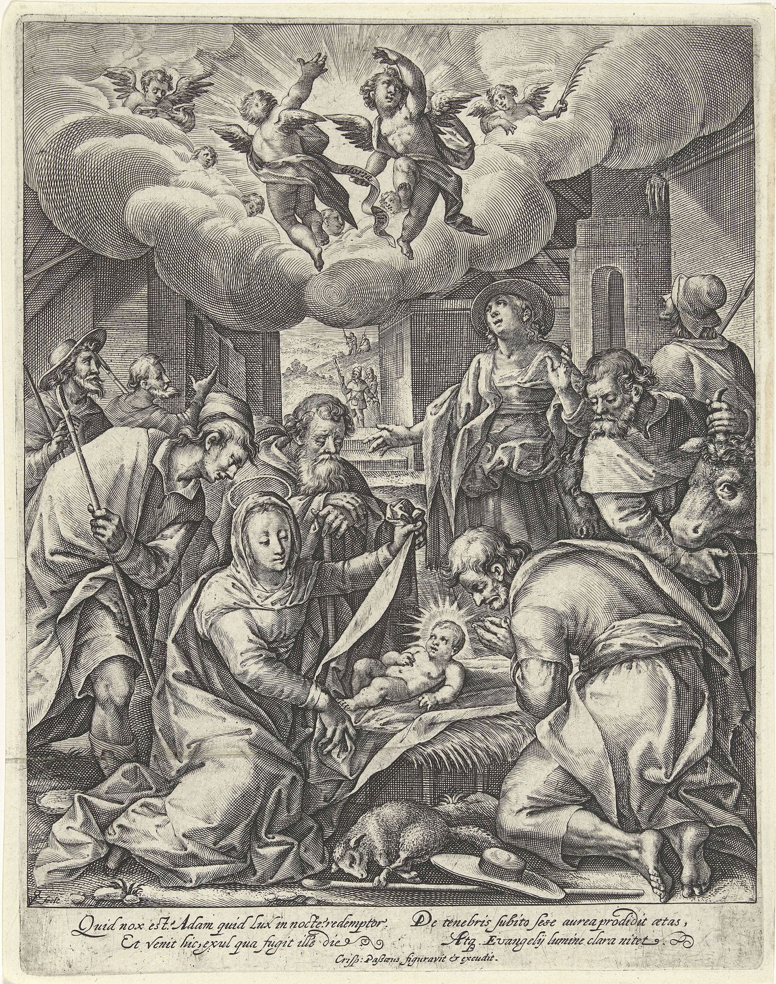 Aanbidding der herders by Crispijn van den Queborn