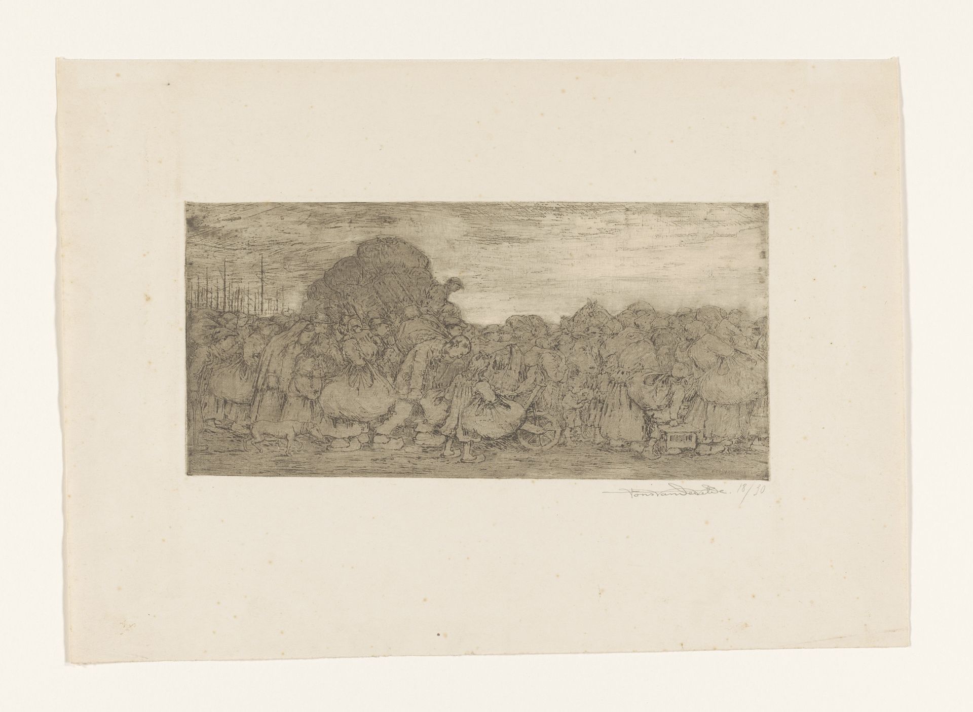 Stoet bepakte mensen by Fons Van der Velde