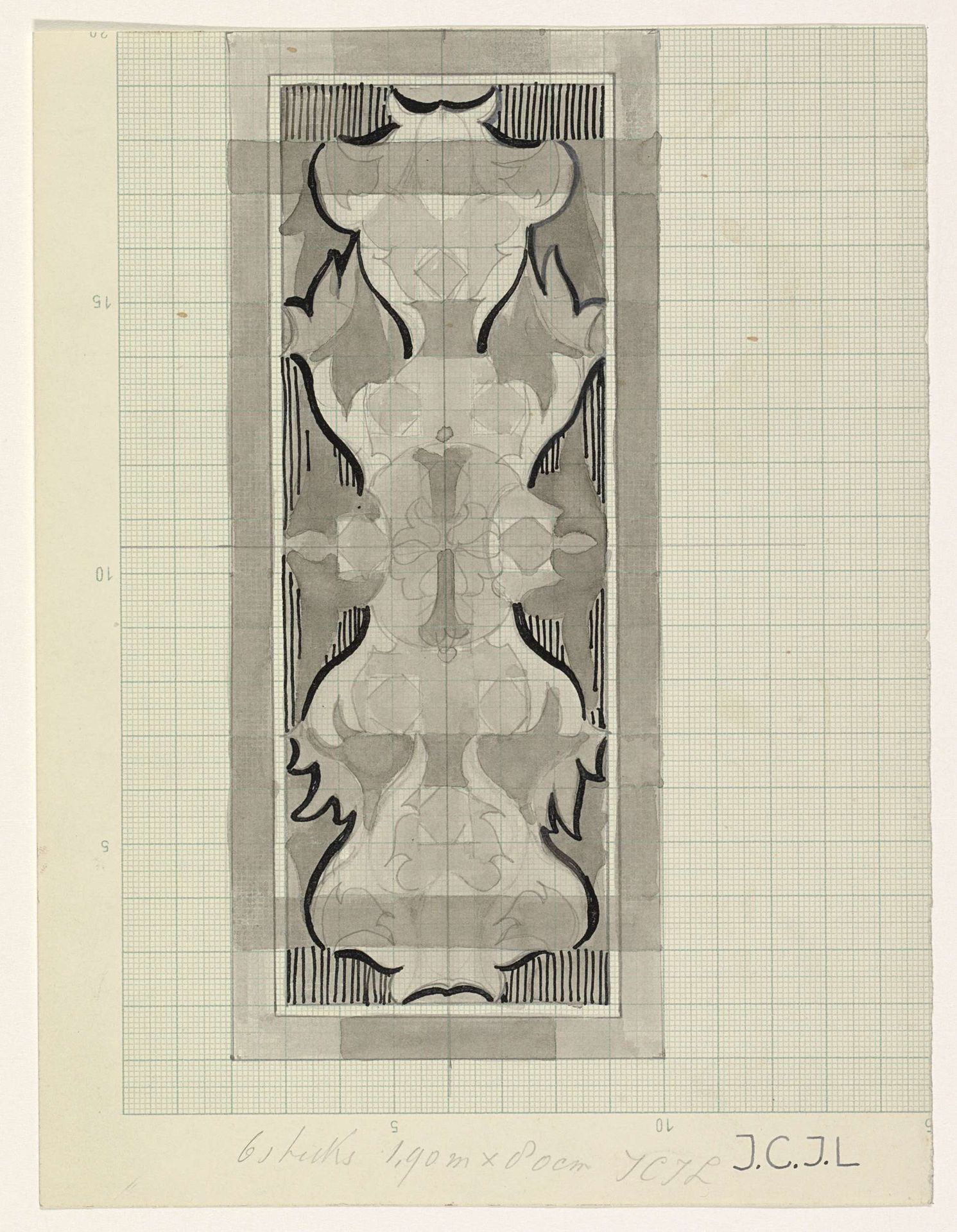 Ontwerp voor kleed met abstract patroon by Carel Adolph Lion Cachet