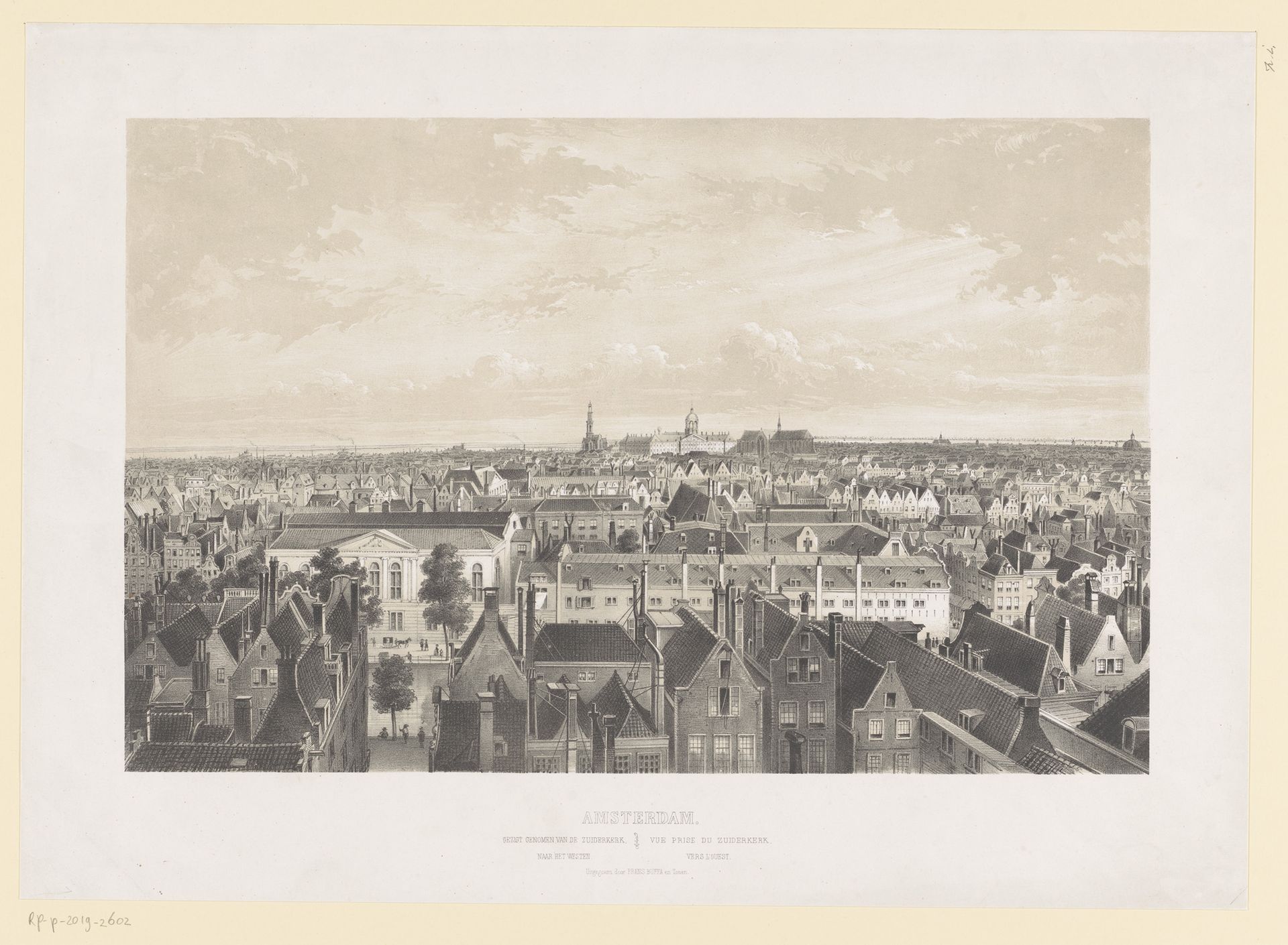 Gezicht vanaf de Zuiderkerk naar het westen van Amsterdam by Augustus Wijnantz