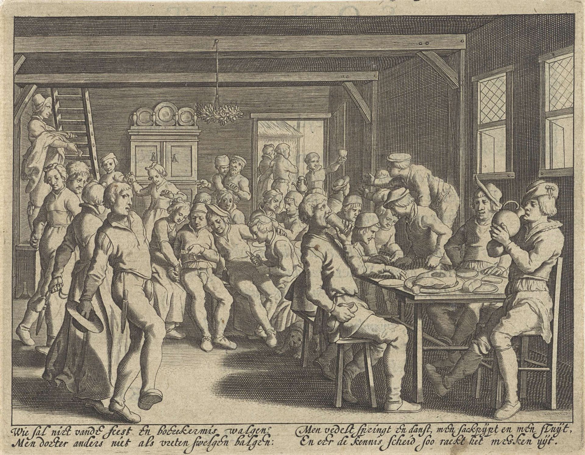 Herberg met feestende boeren by Pieter Serwouters