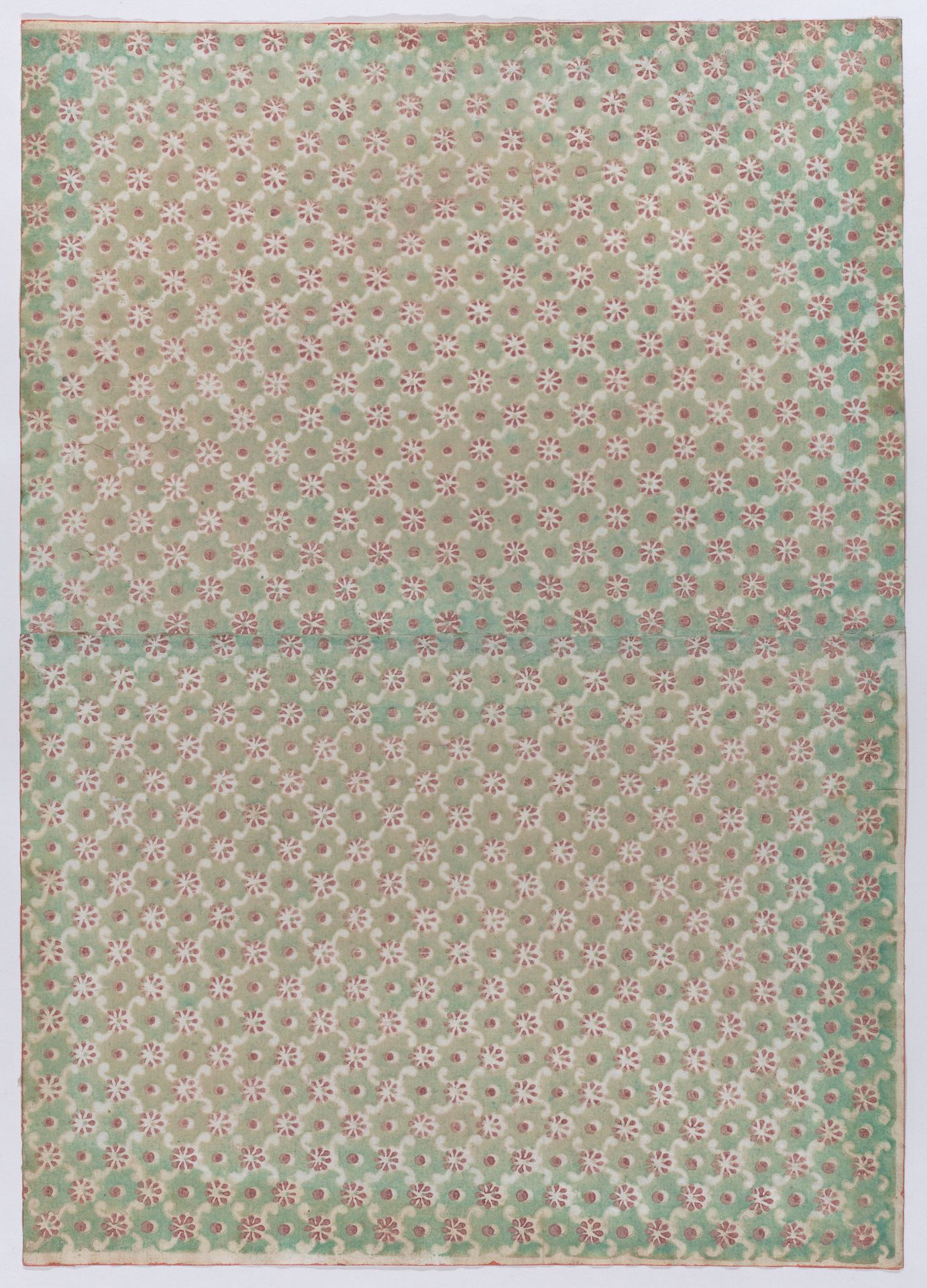 Sheet with overall floral and dot pattern by Anonymous