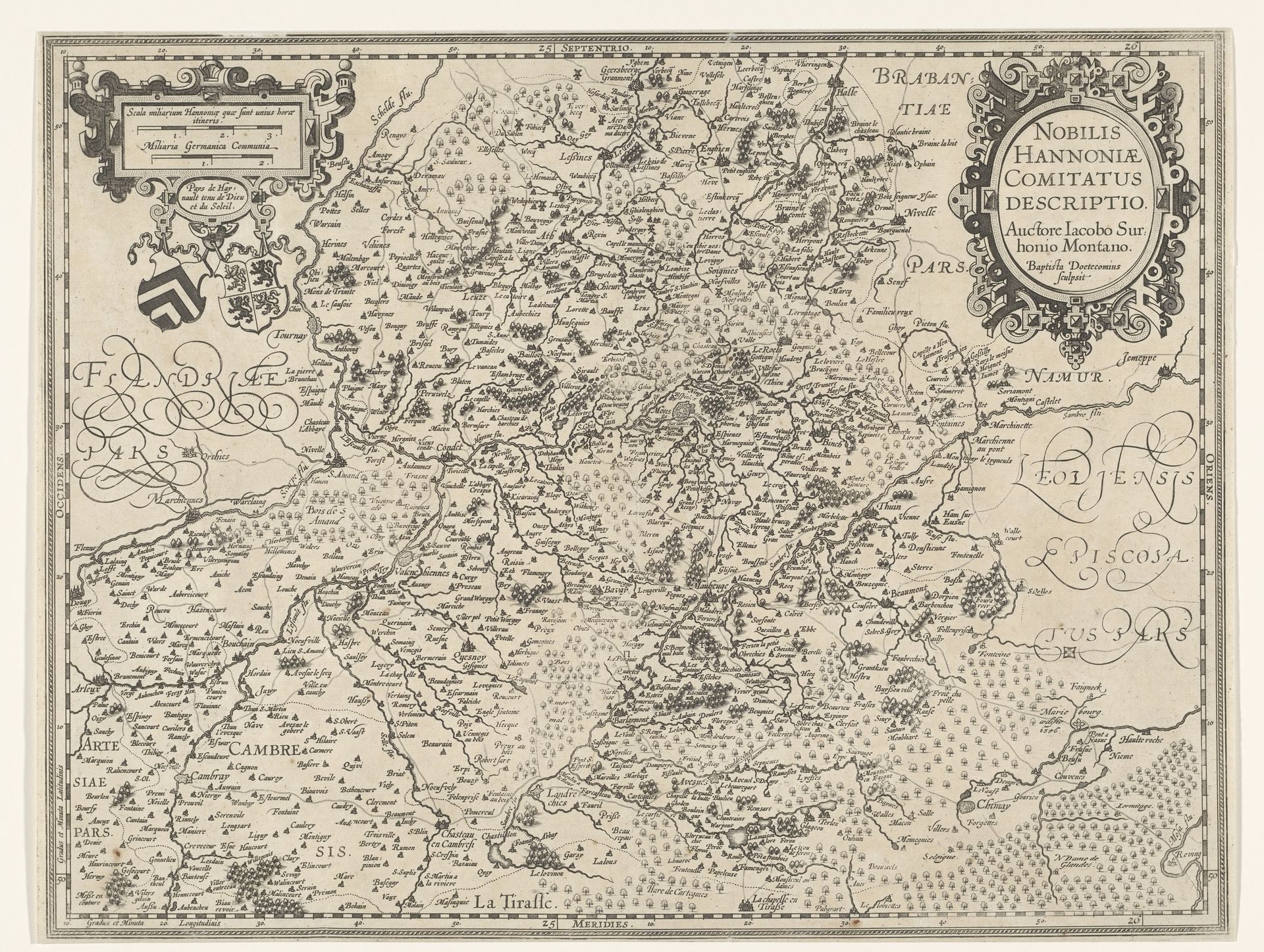 Kaart van het graafschap Henegouwen by Joannes van (II) Doetechum