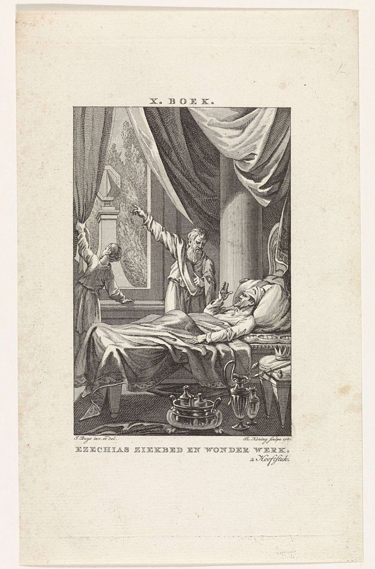 Ezechias ziekbed by Theodoor Koning