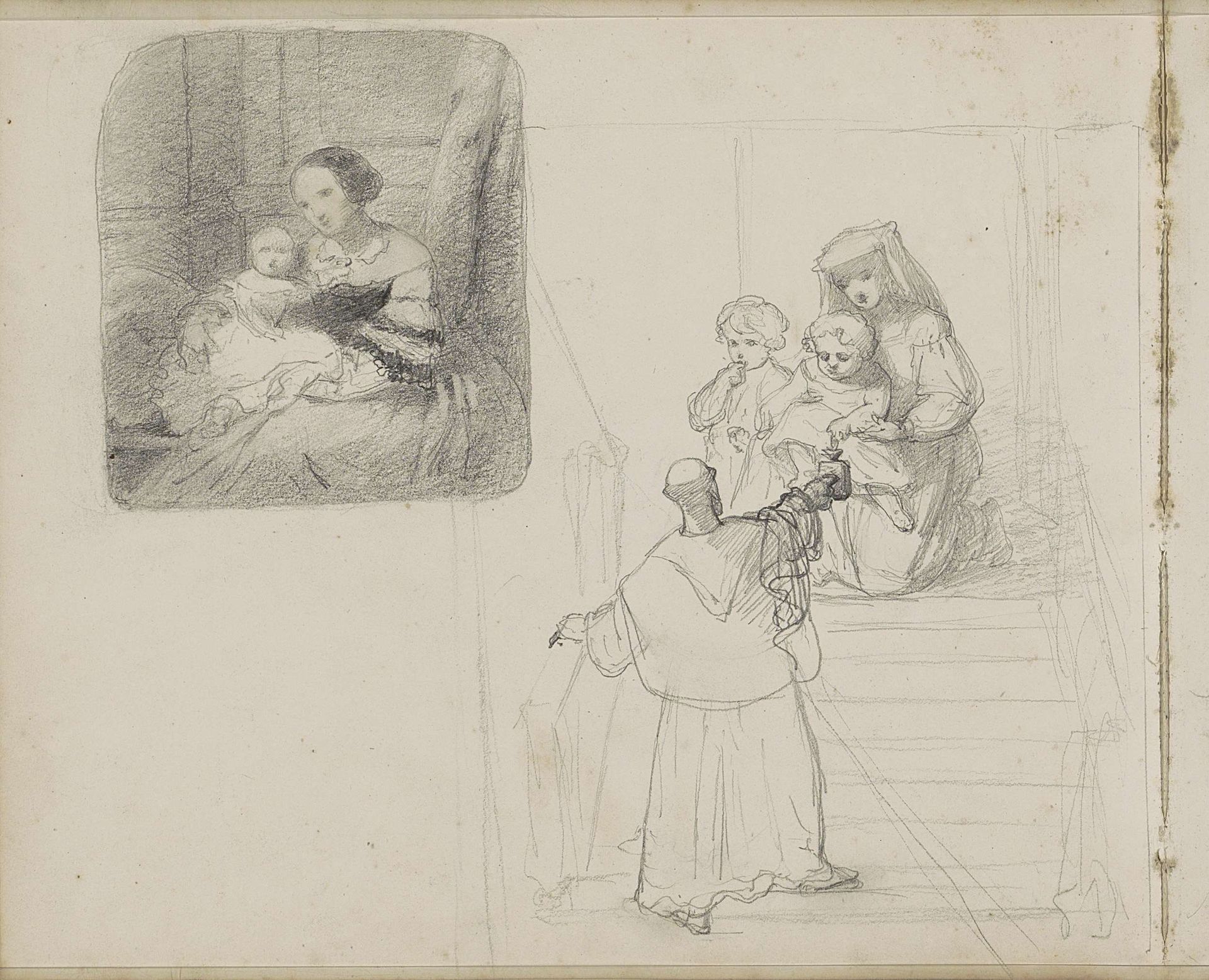 Studieblad met vrouwen met kinderen by Gerrit Postma