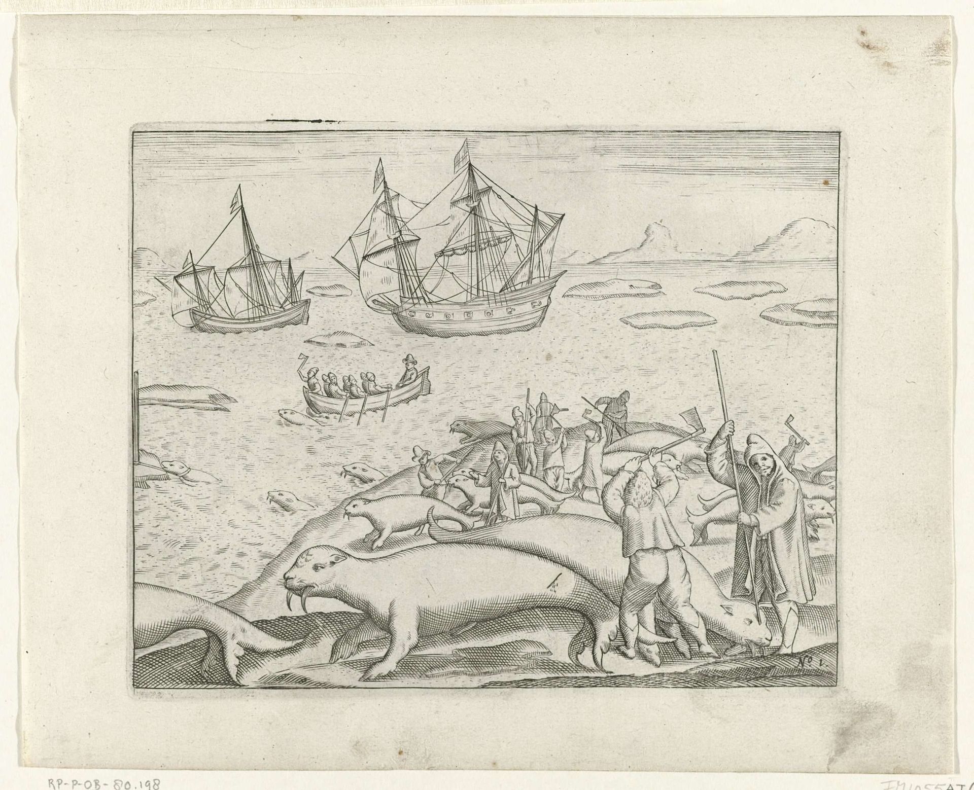 Jacht op walrussen, 1594 by Anonymous