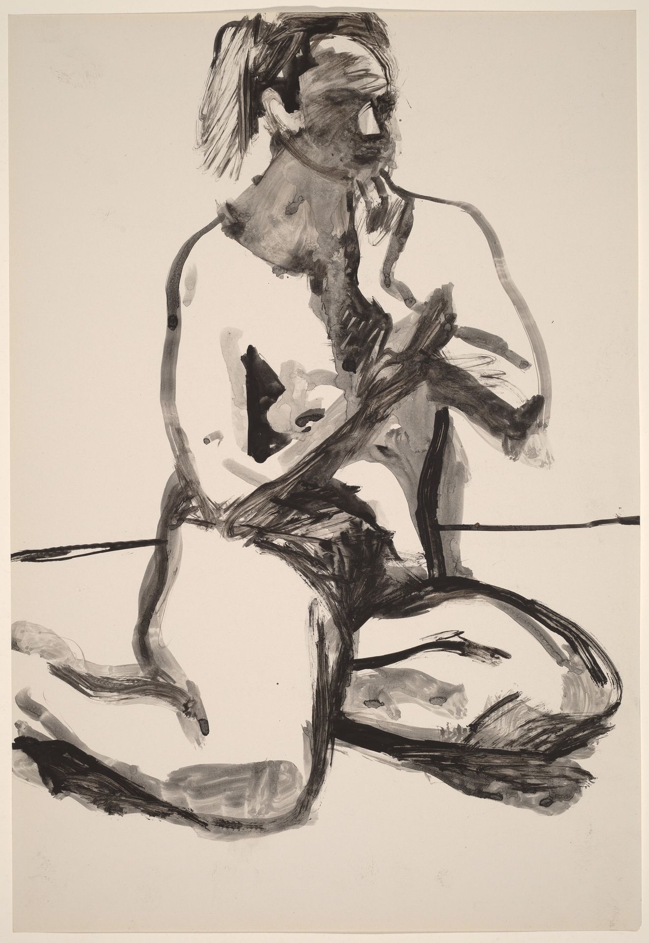 Untitled [seated female nude with hand to chin] by Richard Diebenkorn