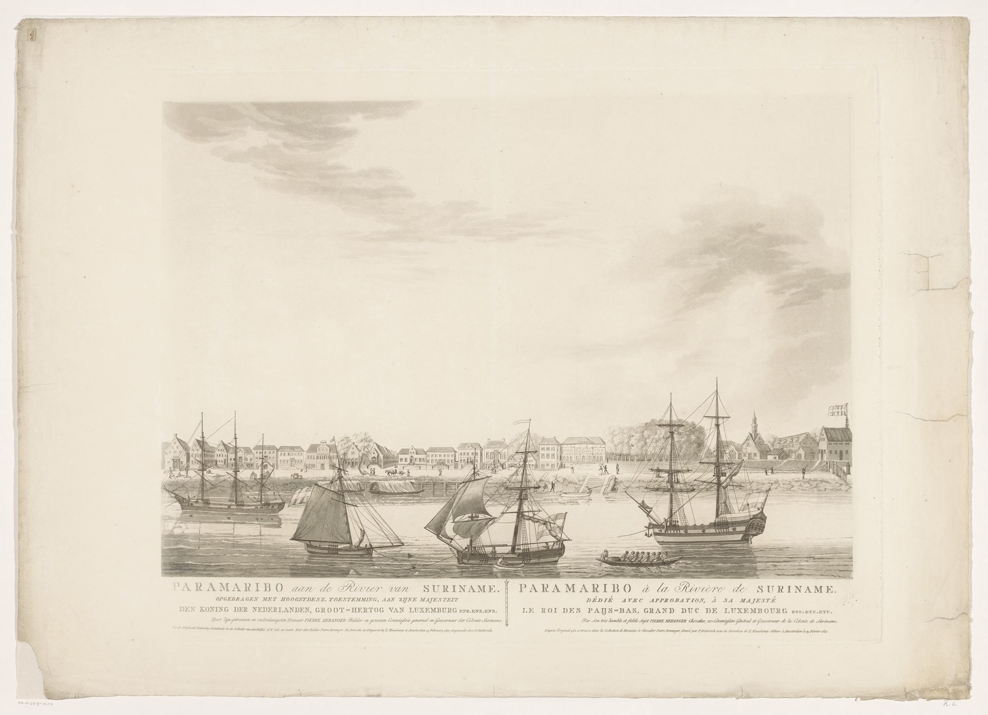 Gezicht op Paramaribo vanaf de rivier Suriname by Friedrich Christoph Dietrich