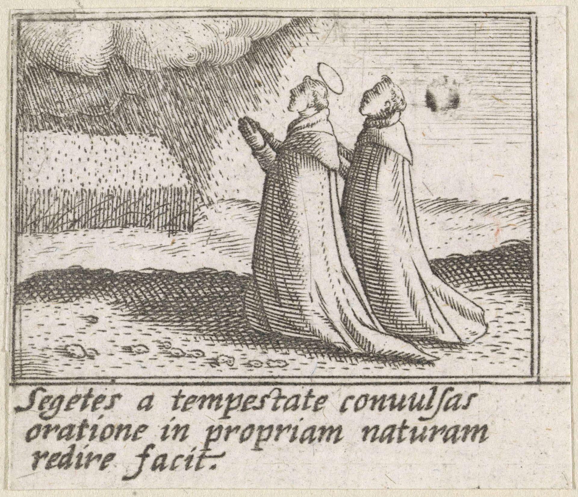 Heilige Hyacinthus van Polen beëindigt een storm by Johann Sadeler I