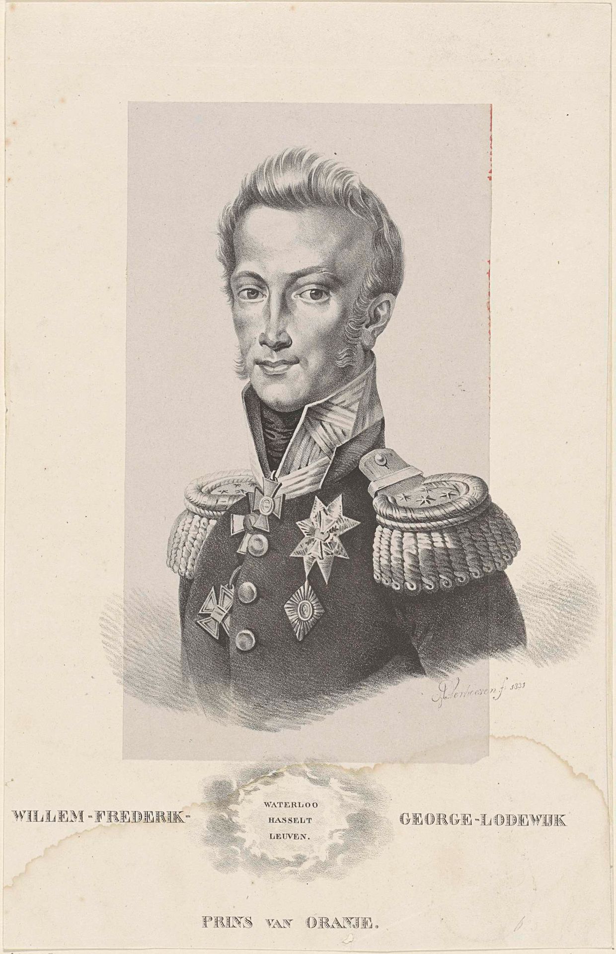 Portret van Willem II, koning der Nederlanden by Albertus Verhoesen