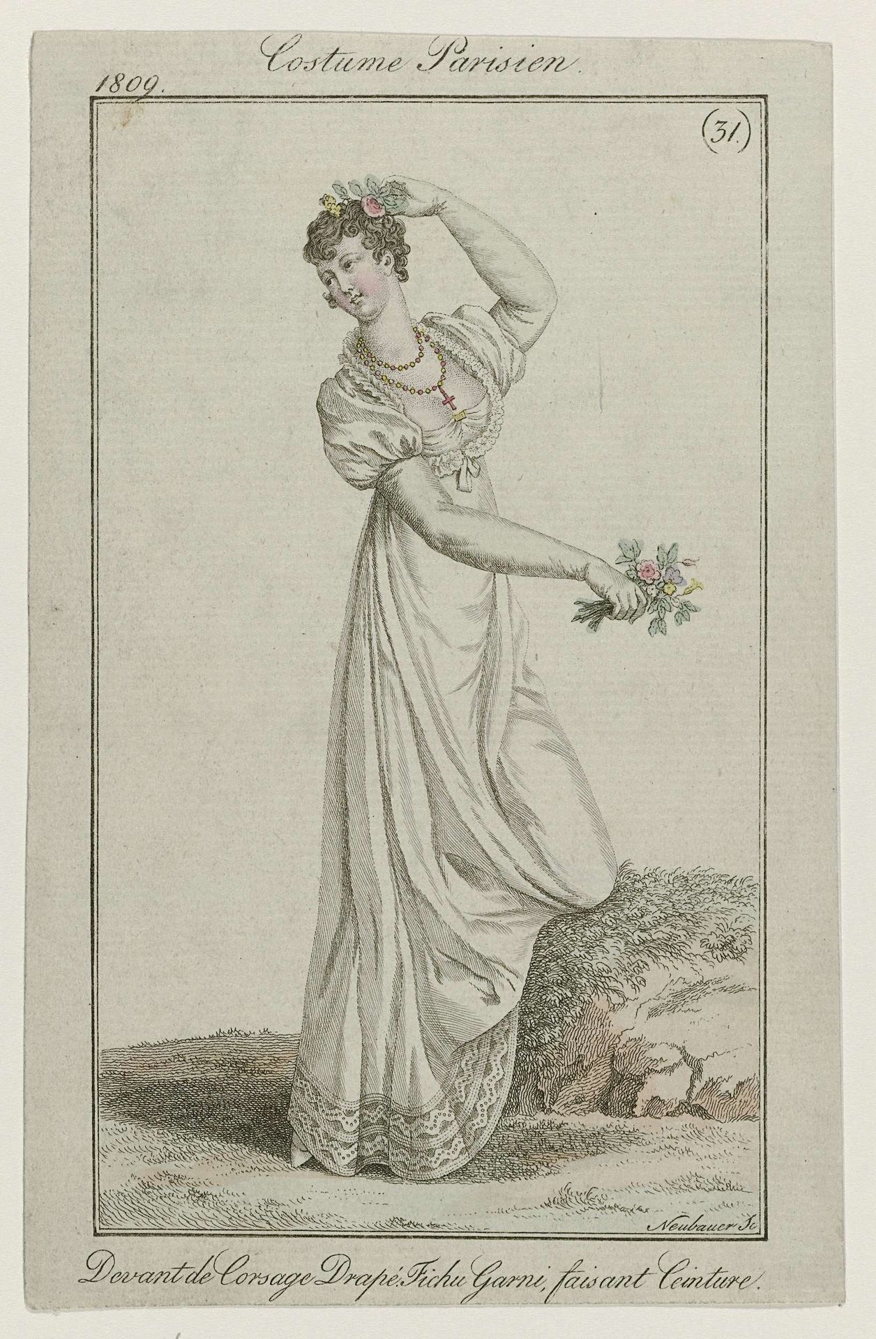 Journal des Dames et des Modes, editie Frankfurt 1809, Costume Parisien, (31) : Devant de Corsage Drapé (...) by Friedrich Ludwig Neubauer