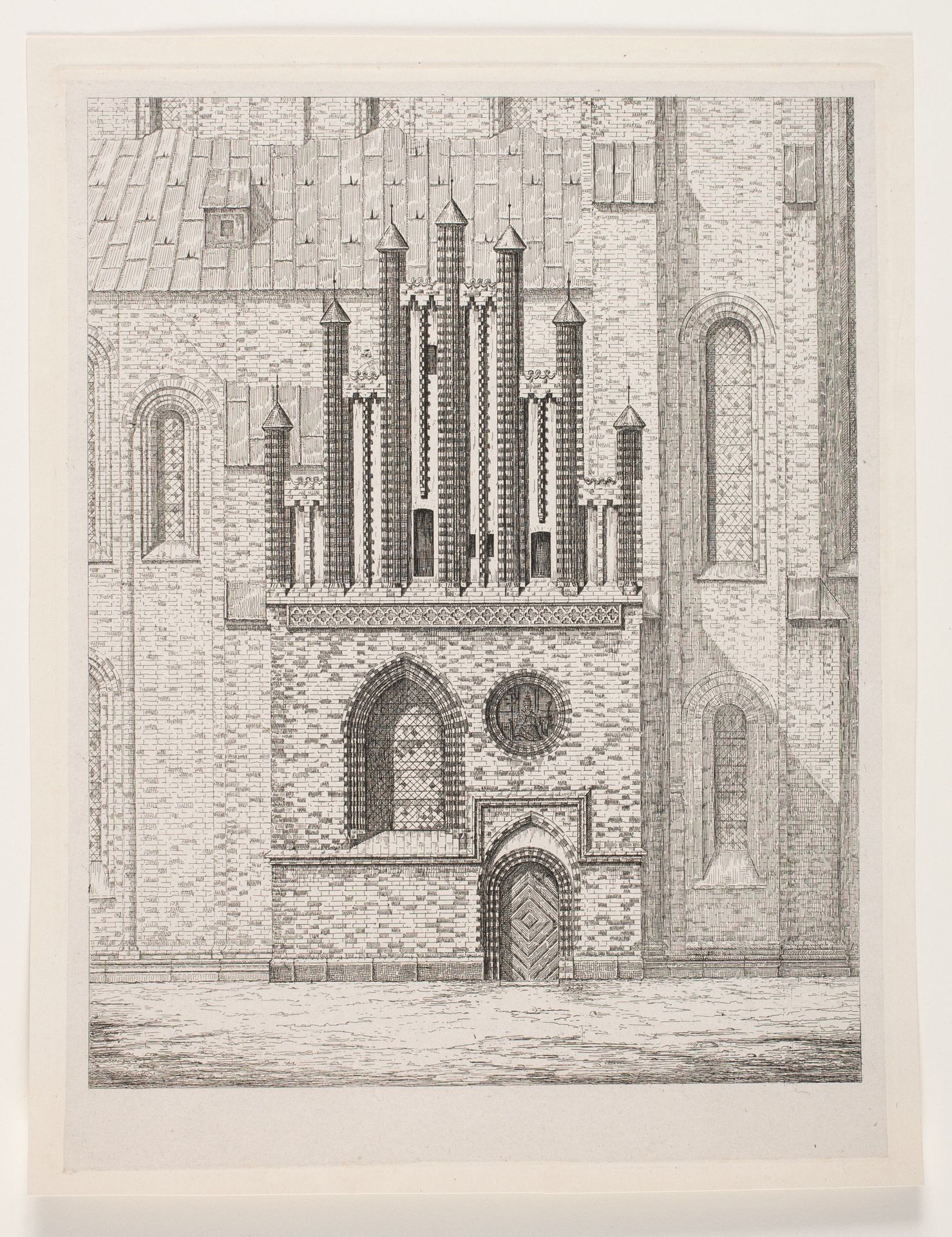 Oluf Mortensens Våbenhus, Roskilde Domkirke, set fra nord by Henrik Steffens Sibbern