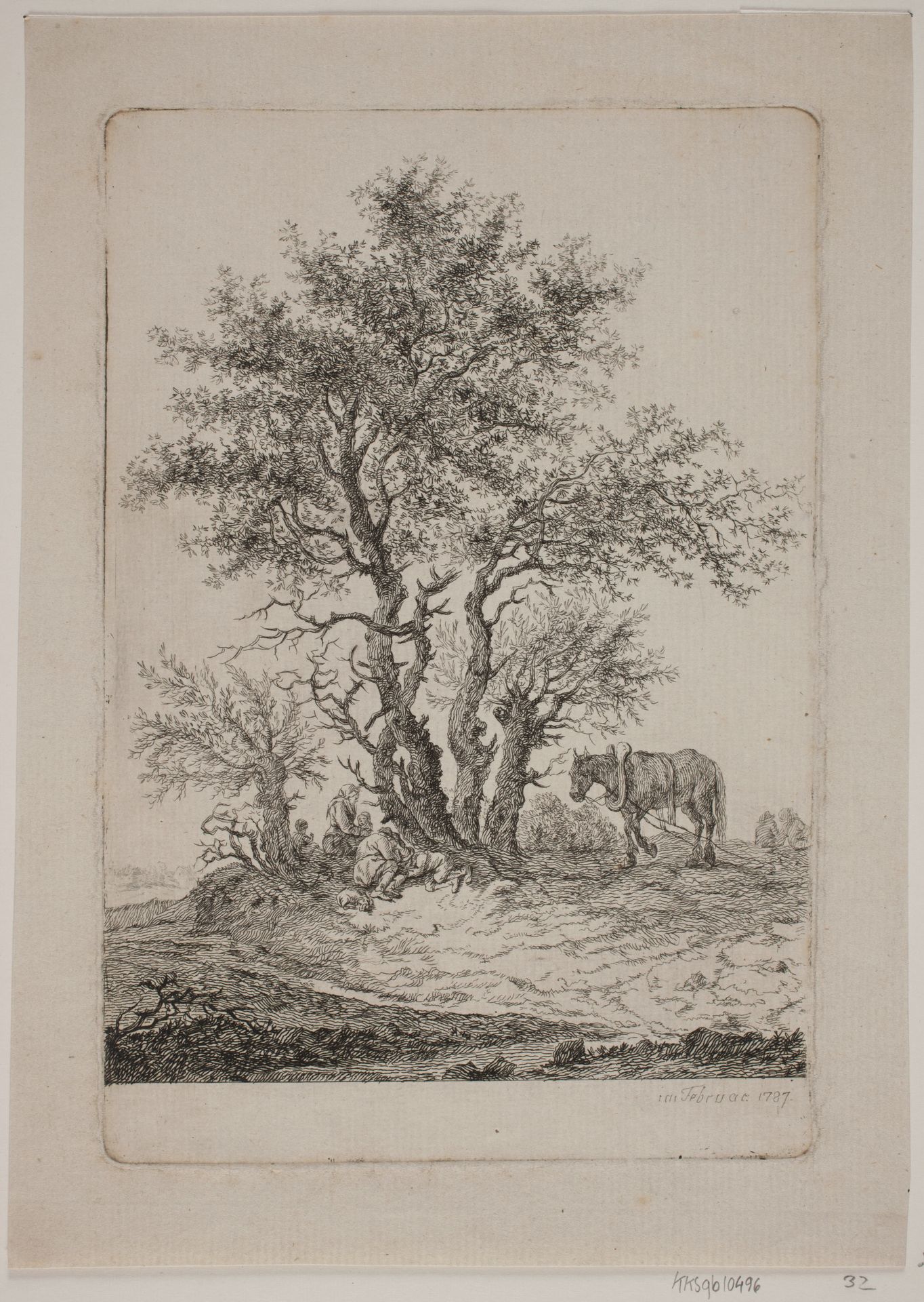 Arbejdshest ved nogle træer by Christian Fritzsch