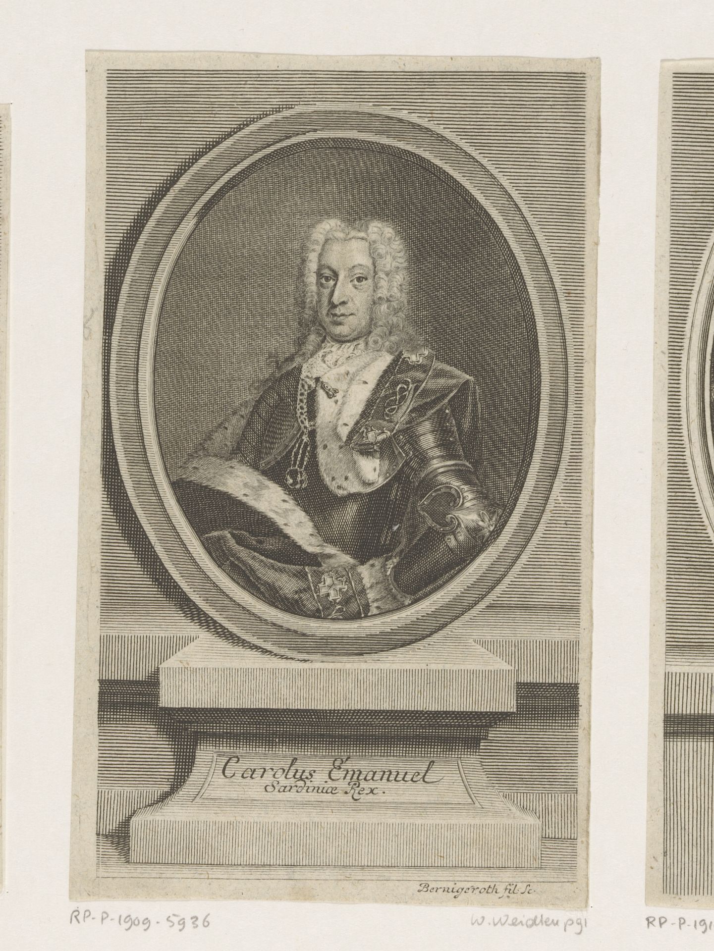 Portret van Karel Emanuel III van Sardinië by Johann Martin Bernigeroth