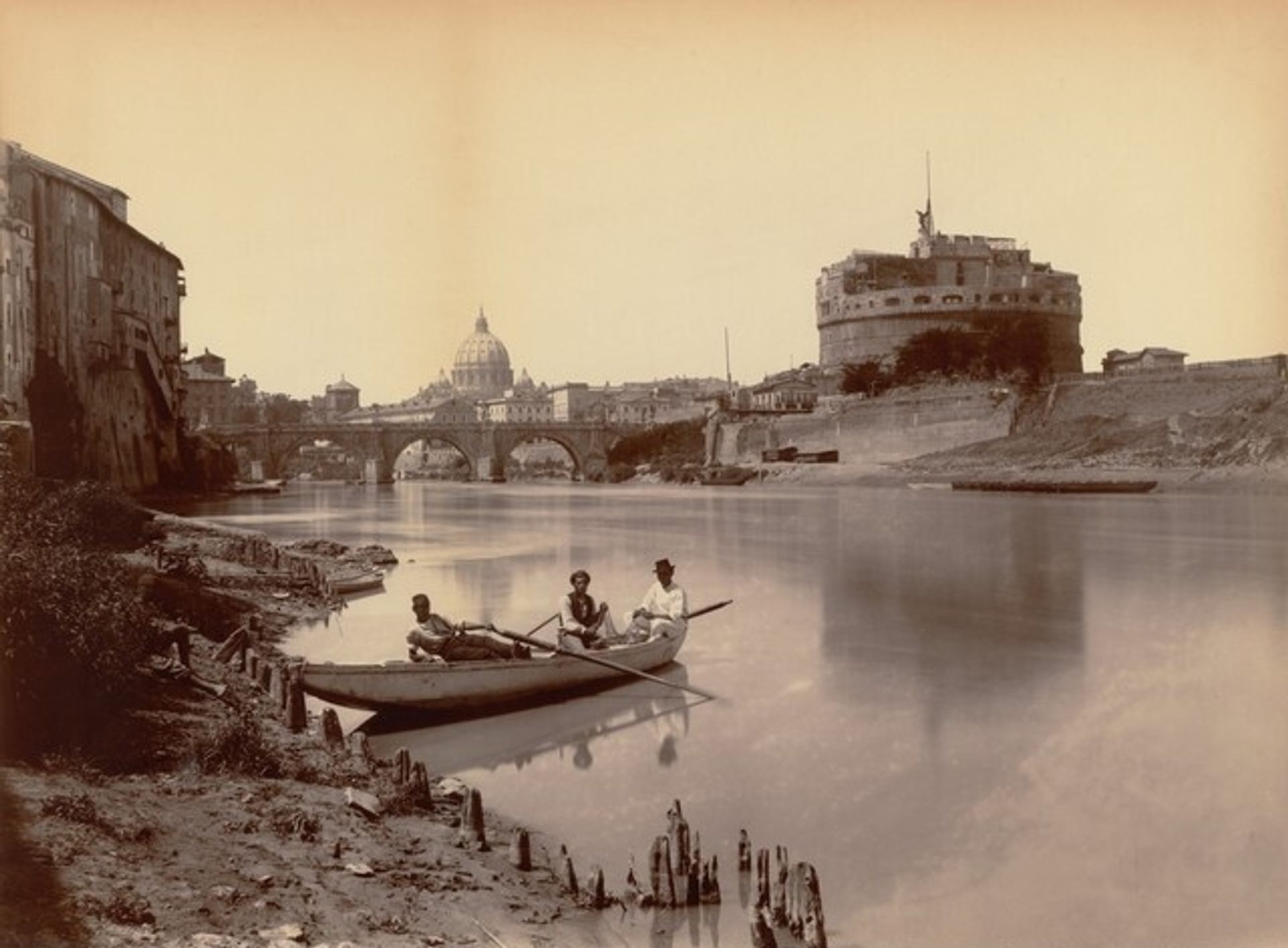 The Tiber by the Castel Sant'Angelo by Gioacchino Altobelli