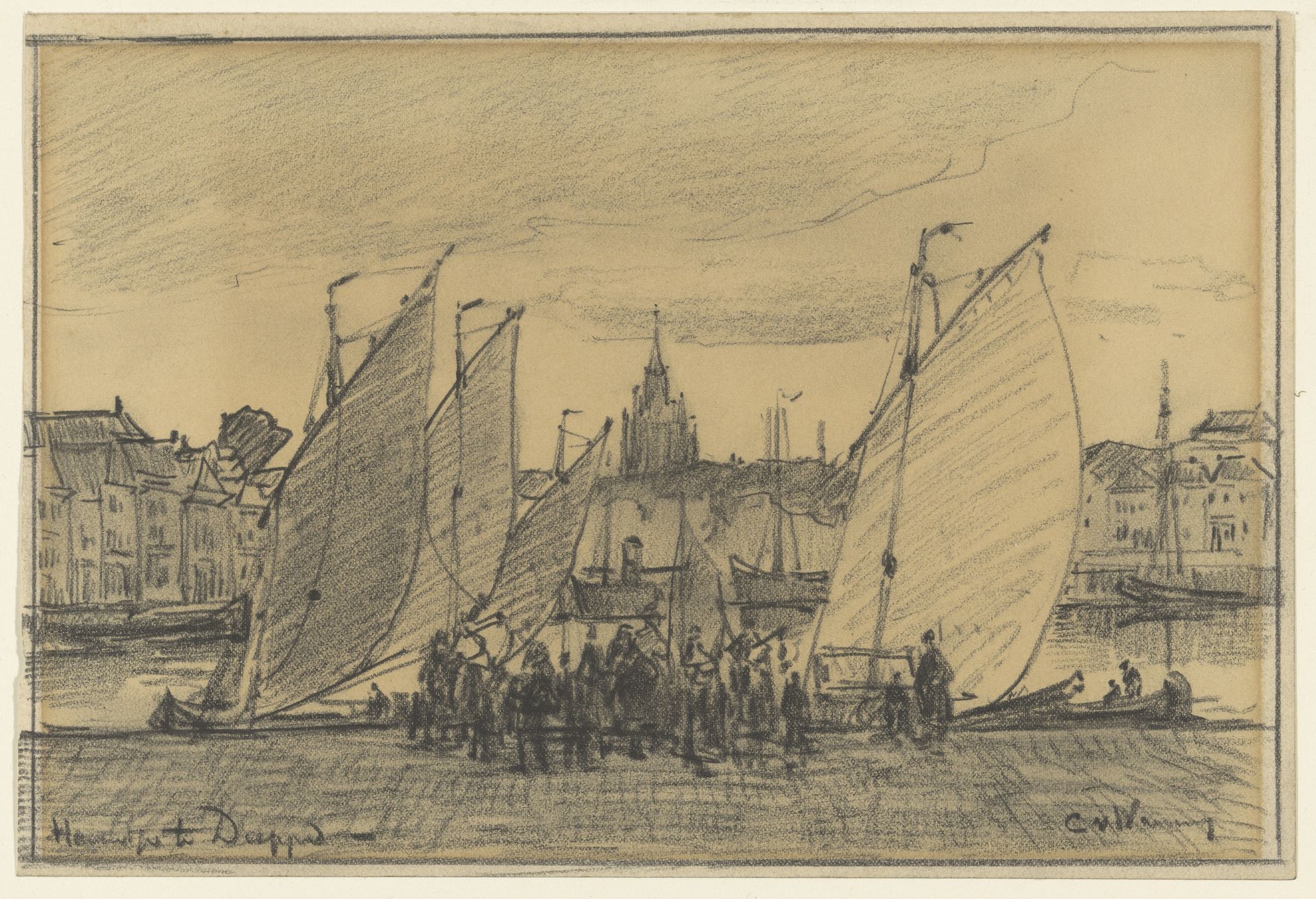 Haventje te Dieppe by Kees van Waning