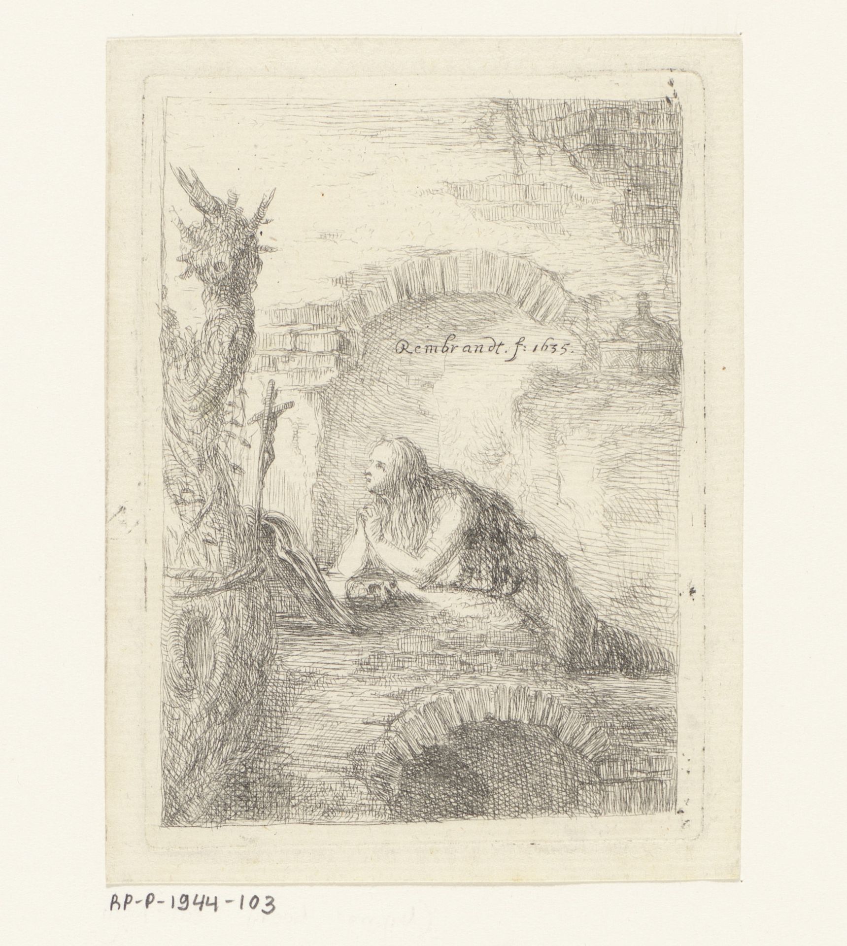 Biddende vrouw by Rembrandt van Rijn