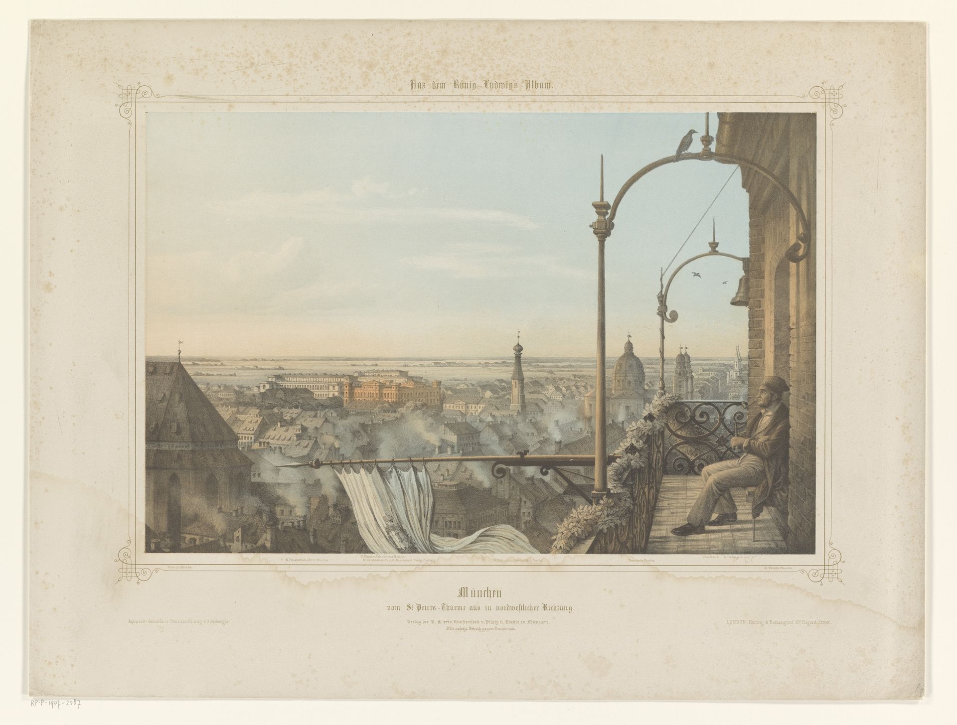 Gezicht op München gezien vanaf de Sint-Petruskerk by Gustav Seeberger