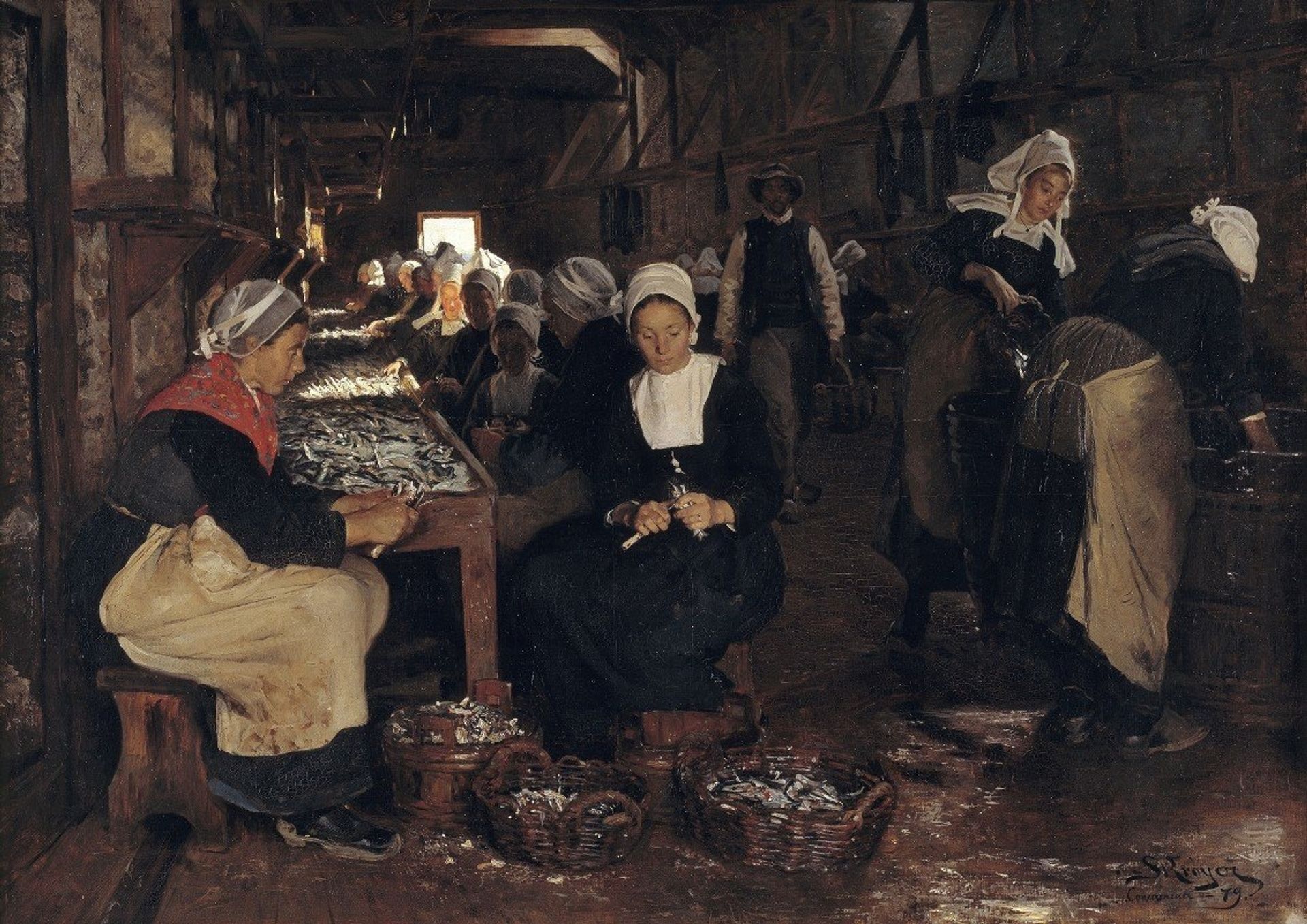 A Sardine Cannery in Concarneau by Peder Severin Krøyer