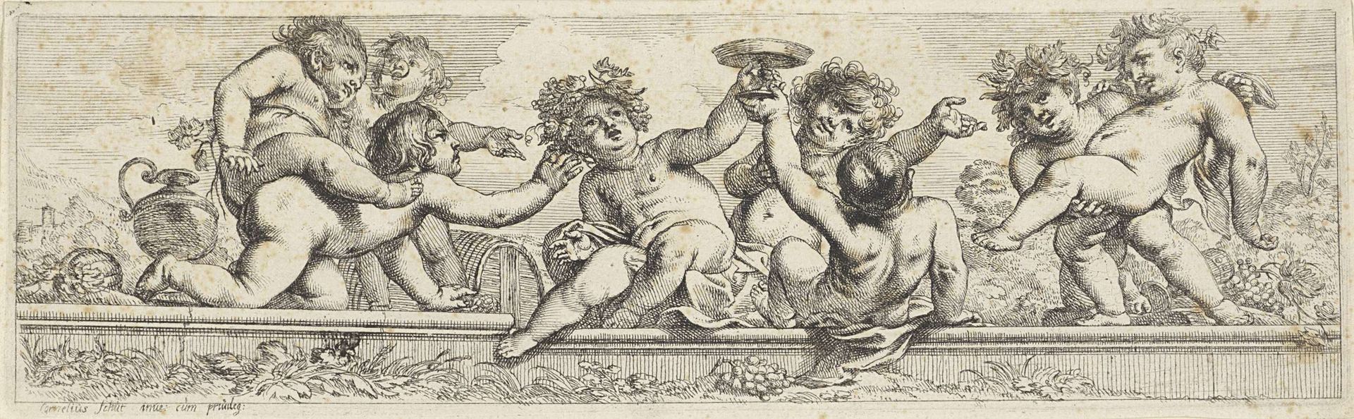 Fries met acht bacchanten by Cornelis Schut