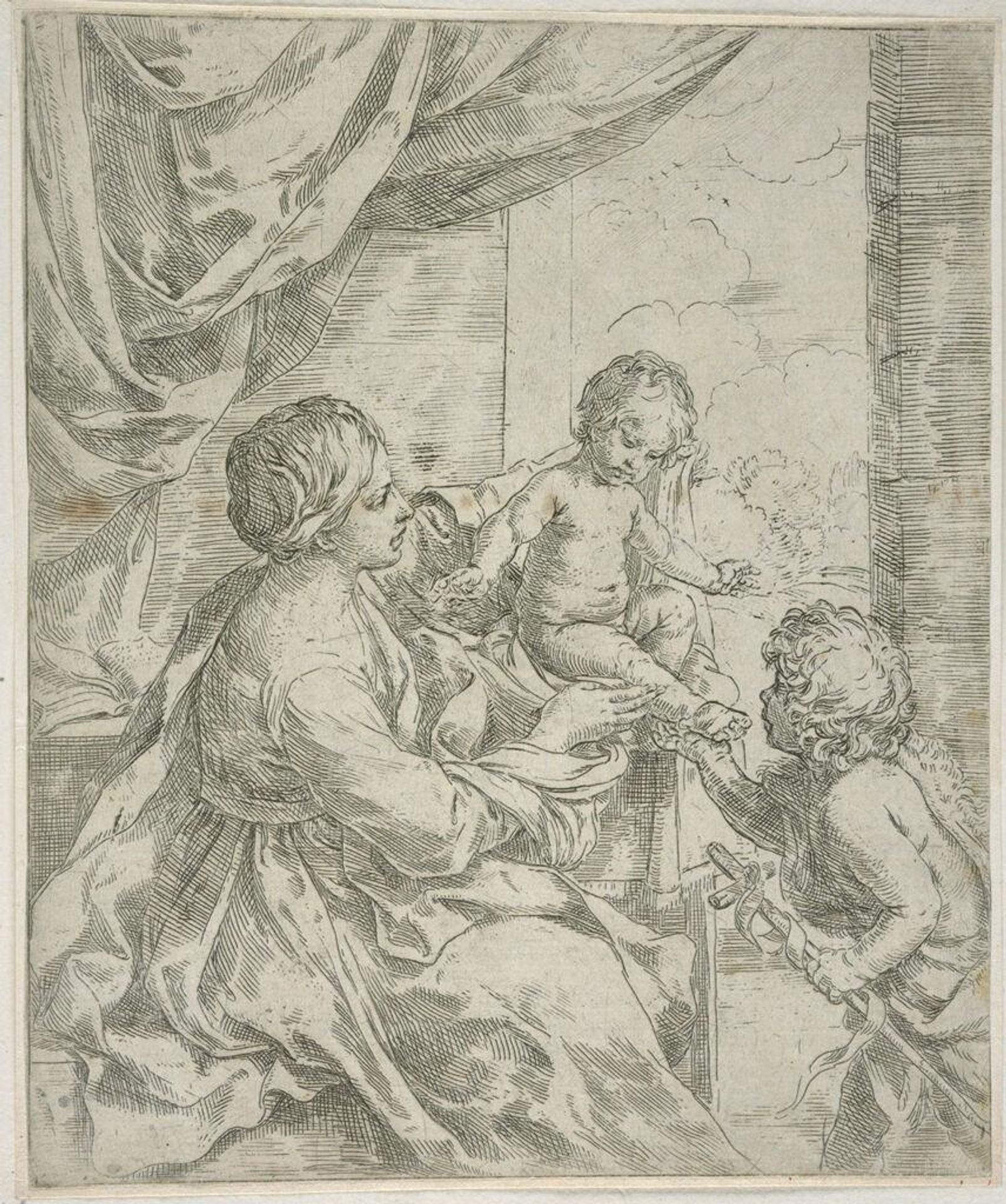 Madonna and Child at a Table with Saint John the Baptist by Guido Reni