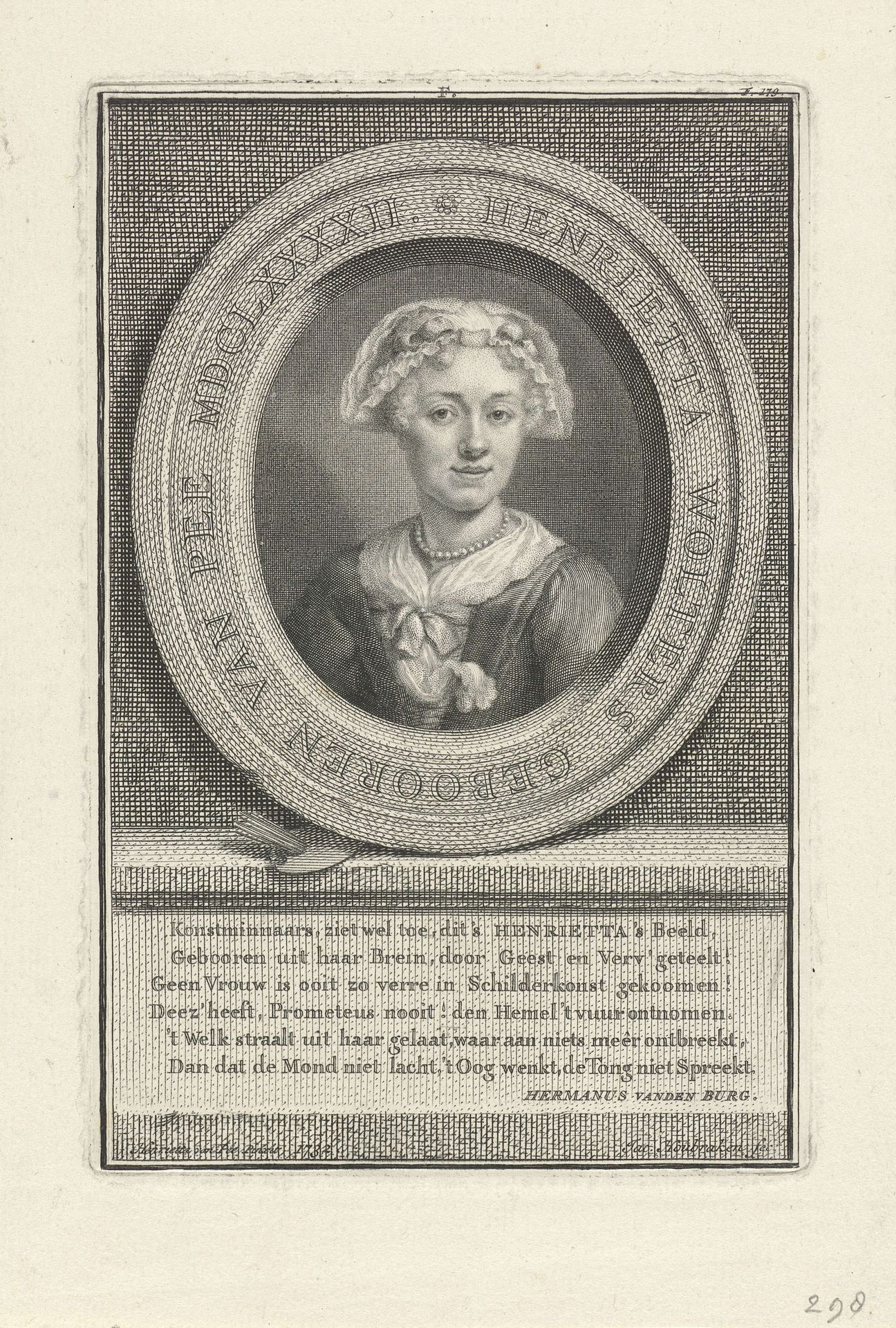 Portret van Henriëtte Wolters-van Pee by Jacob Houbraken
