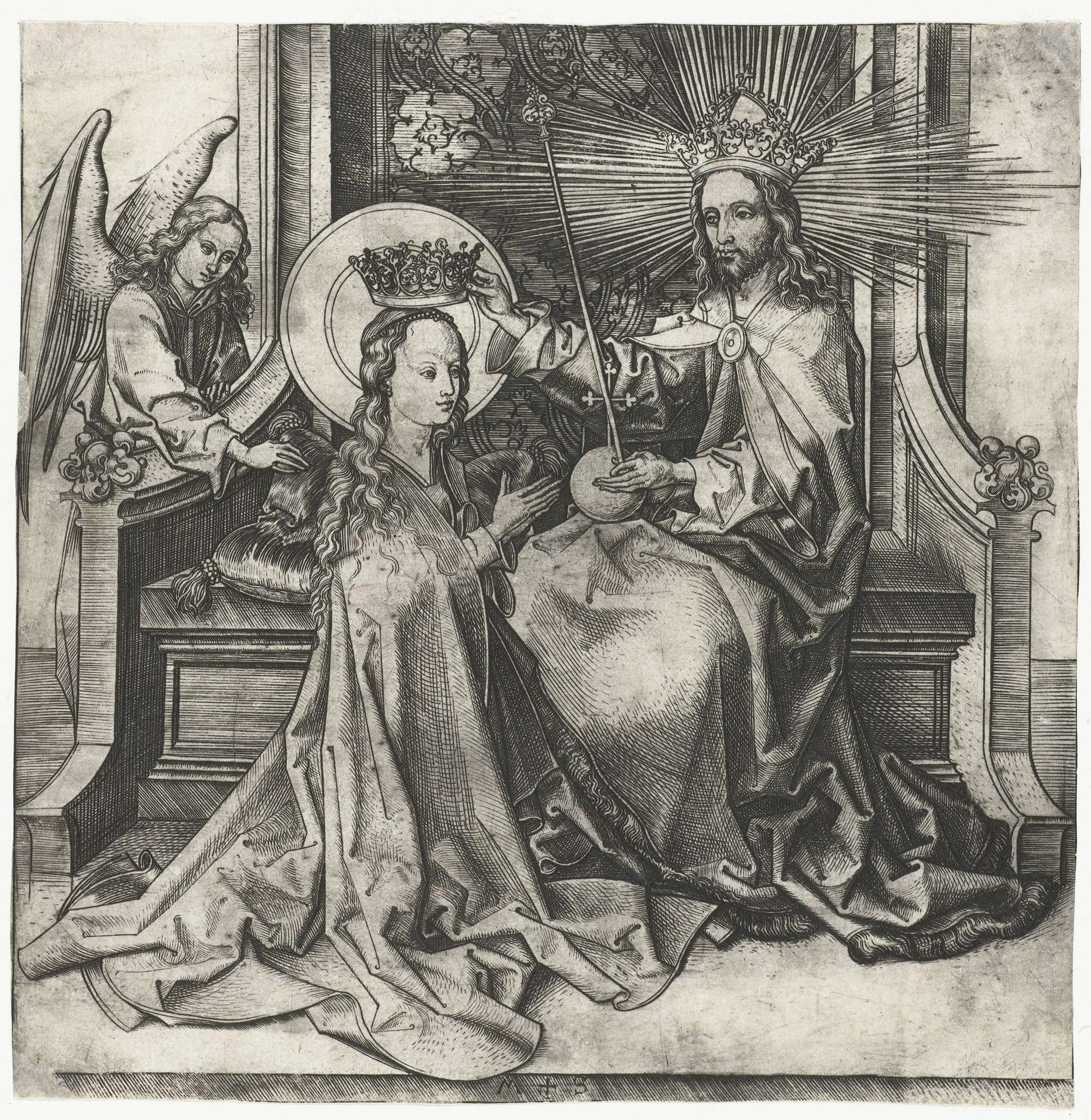 Christus kroont Maria by Martin Schongauer
