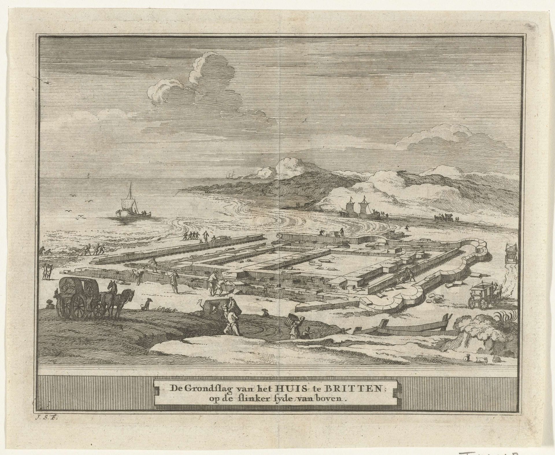 Kustlandschap met de fundamenten van het Huis te Britten by Jacobus Schijnvoet