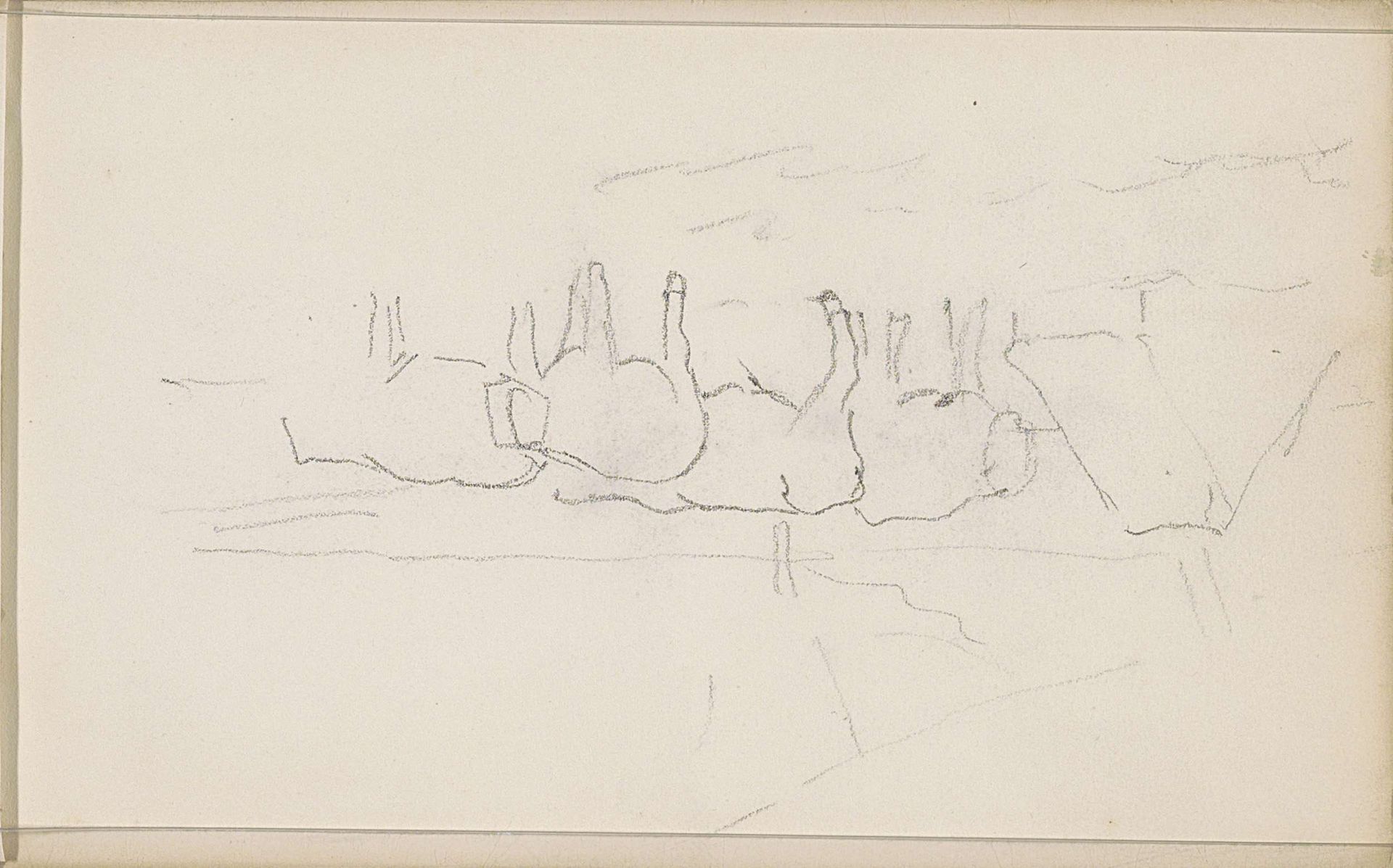 Schapen bij een hut met een puntdak by Anton Mauve