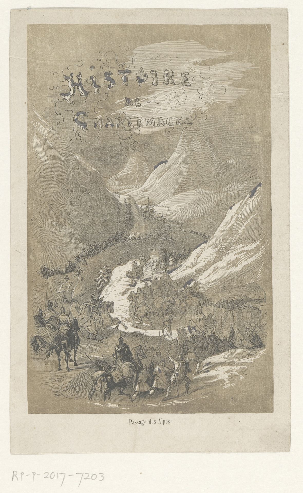 Titelprent voor: Histoire de Charlemagne, ca. 800 by Adolphe François Pannemaker