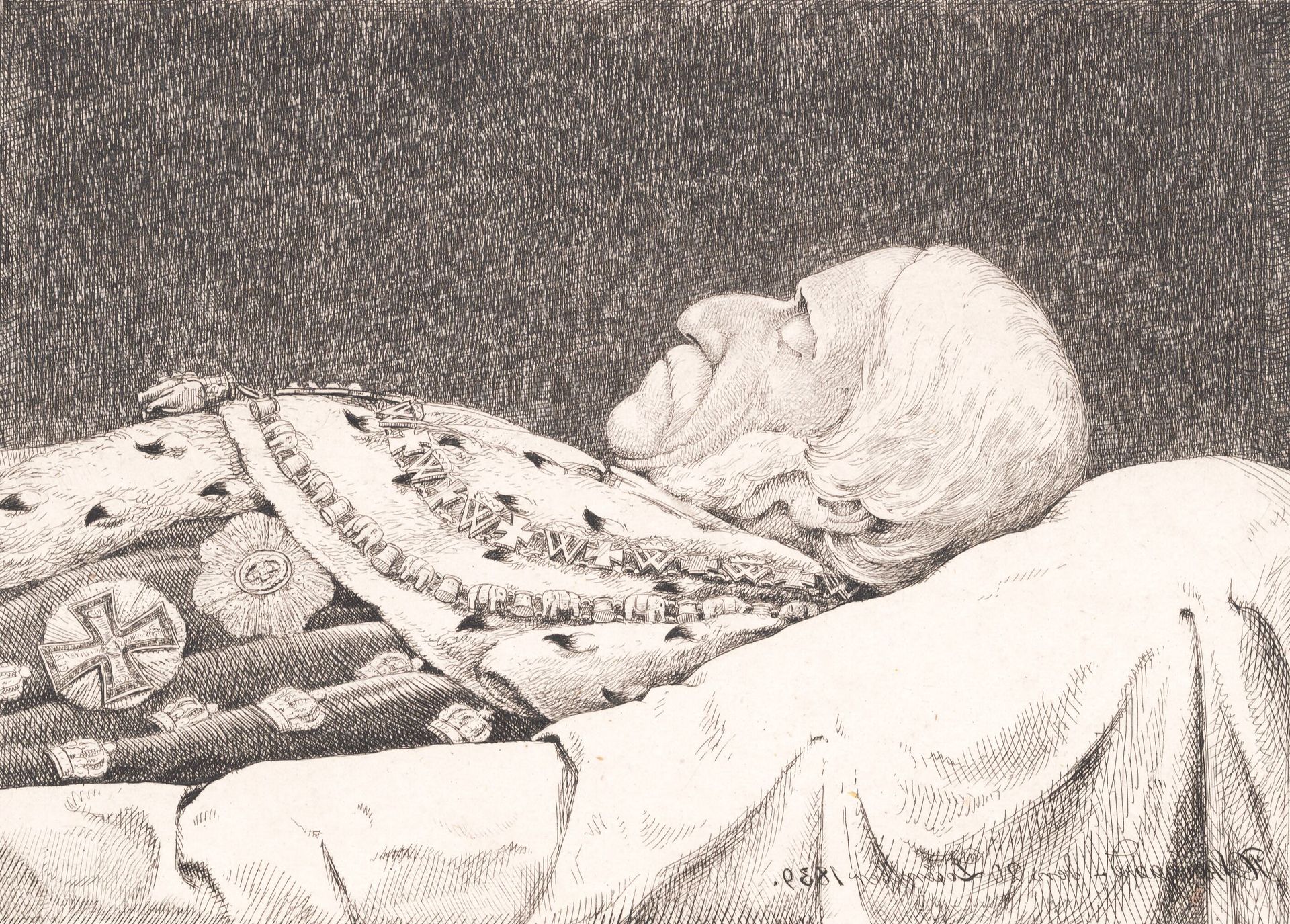 Frederik 6. på lit de parade by P.C. Skovgaard