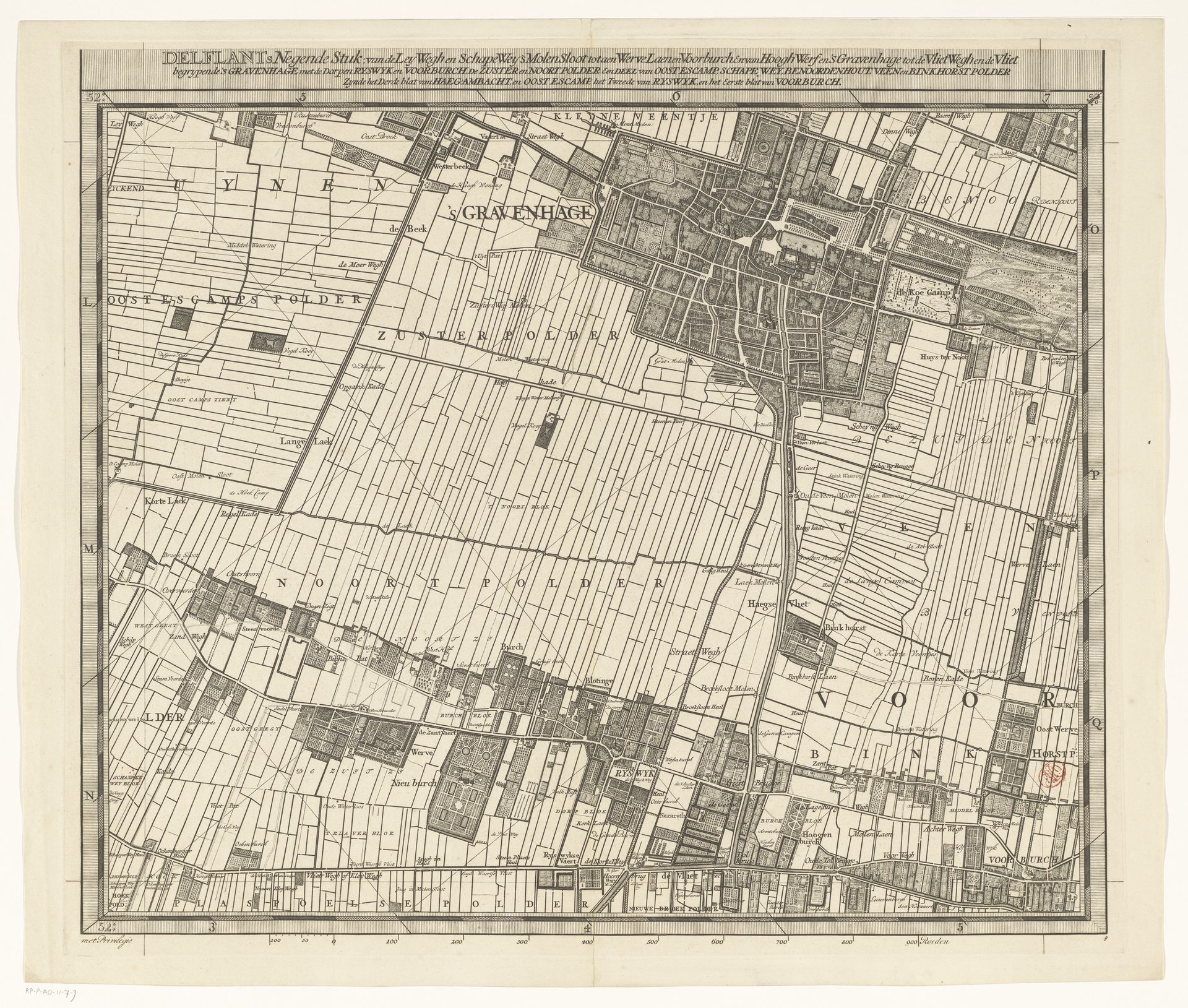Kaart van het Hoogheemraadschap van Delfland (negende deel) by Luggert van Anse