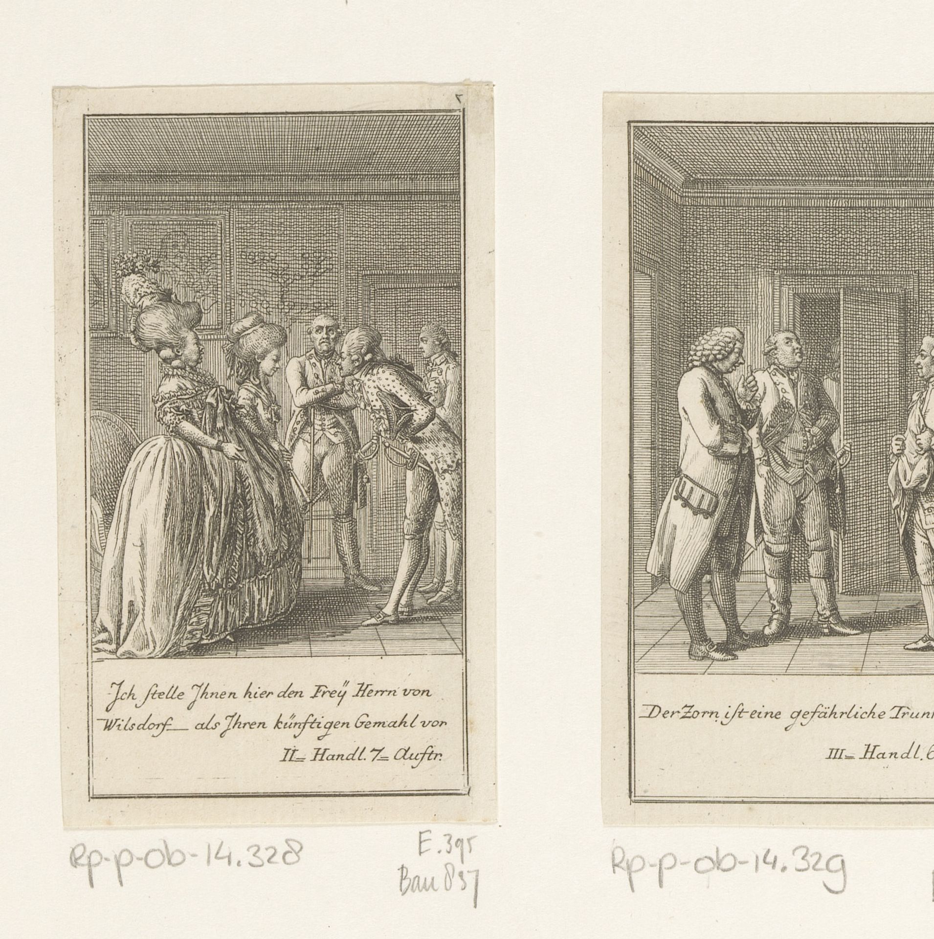 Wilhelmine wordt voorgesteld aan haar beoogde huwelijkspartner by Daniel Nikolaus Chodowiecki