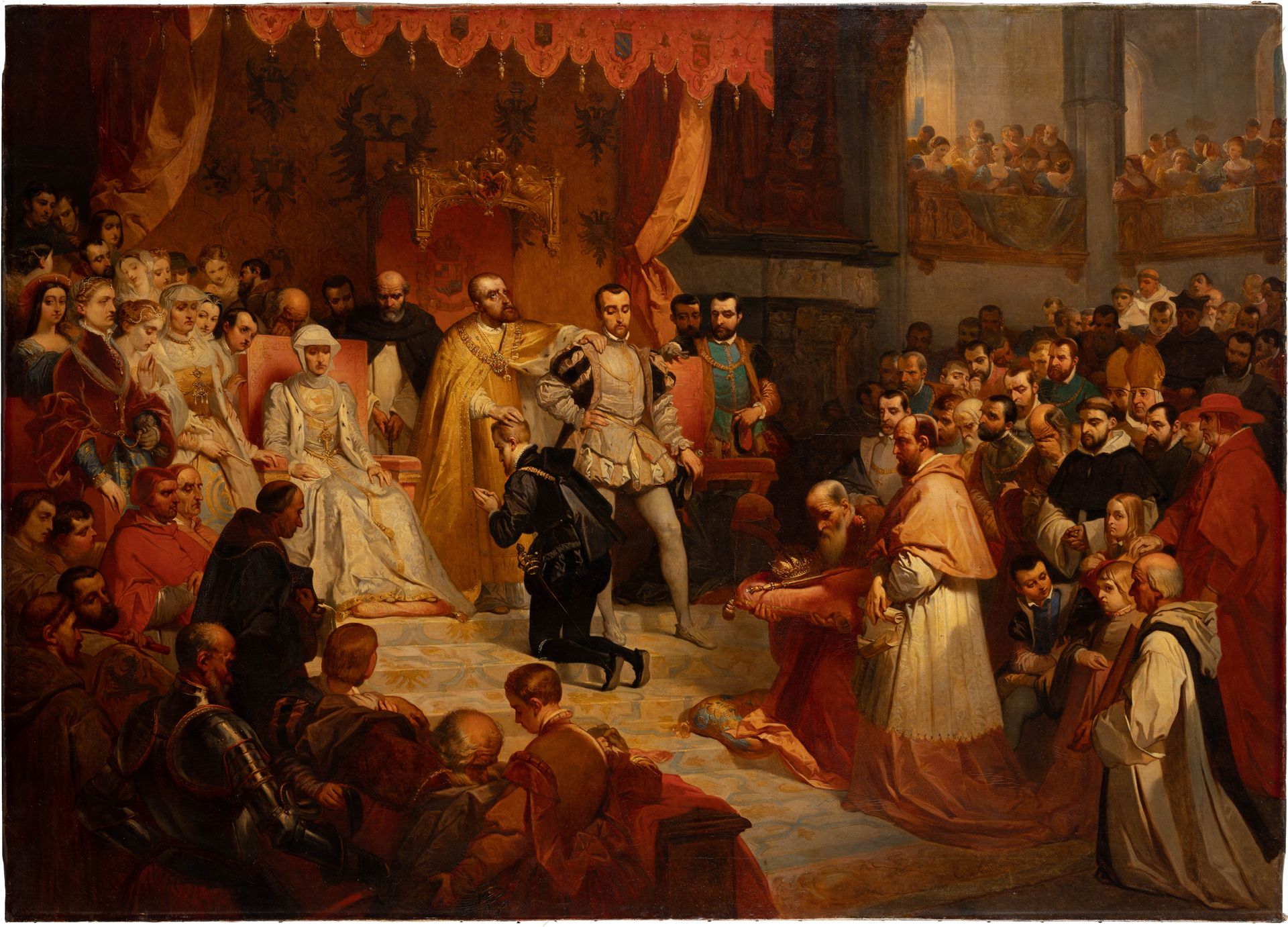 The abdication of Emperor Charles V in favor of his son Philip II . At Brussels, 25 October 1555 by Louis Gallait