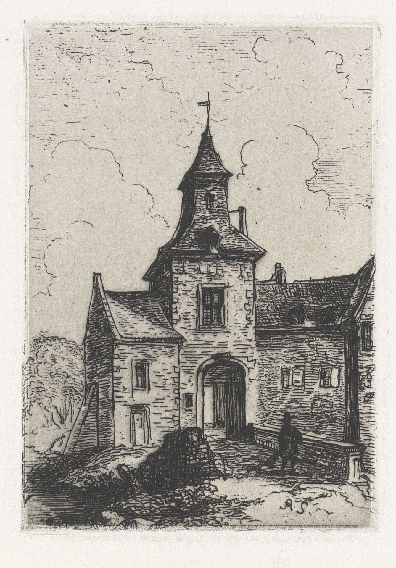 Toegangspoort naar een kasteel by Alexander Schaepkens