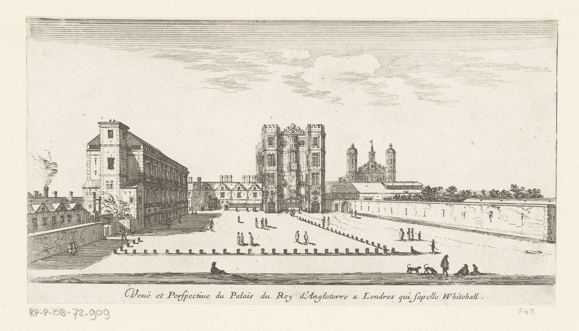Gezicht op het paleis van Whitehall in Londen by Israel Silvestre