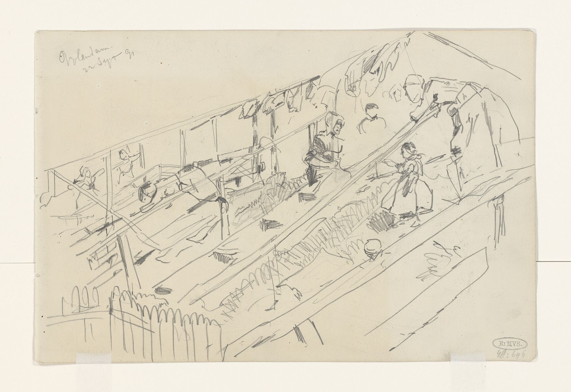 Vrouwen op een markt in Volendam by Jan Hoynck van Papendrecht