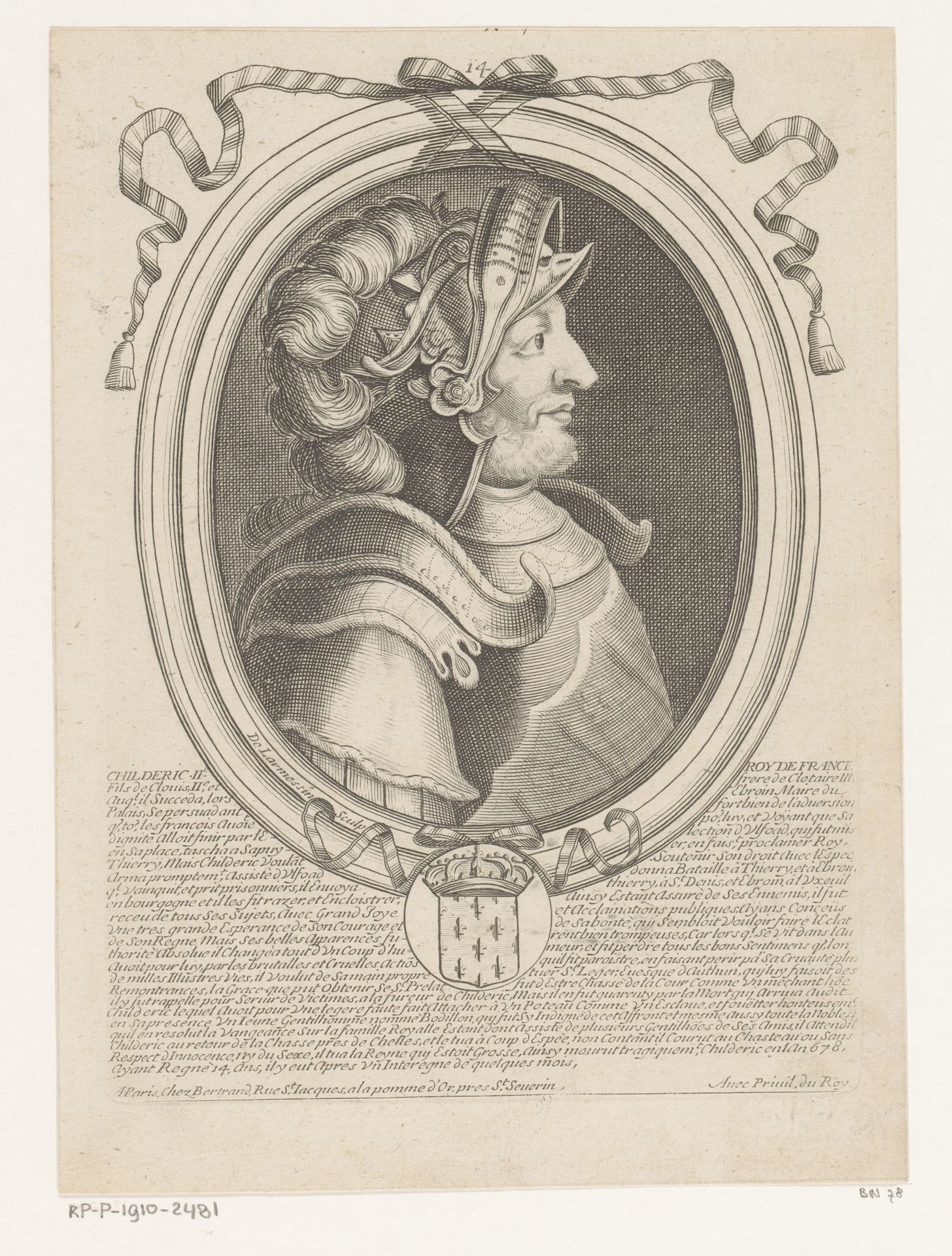 Portret van Childerik II by Nicolas de (I) Larmessin