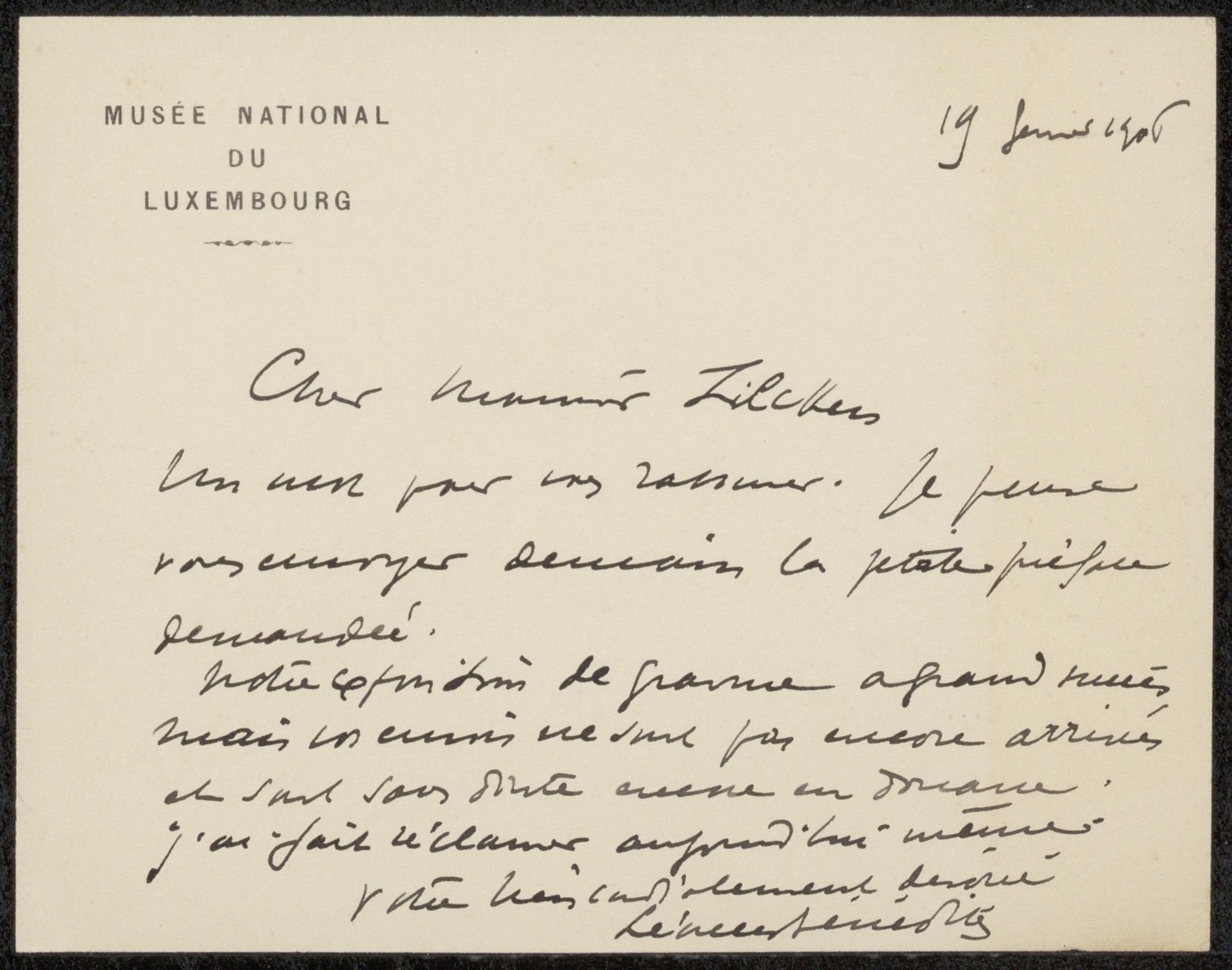 Brief aan Philip Zilcken by Léonce Bénédite