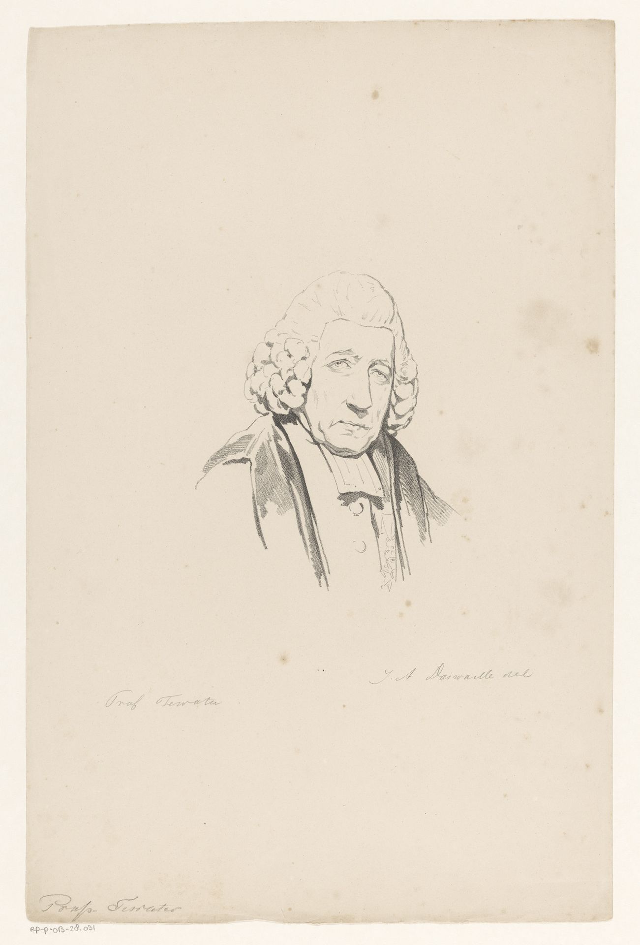 Portret van Jona Willem te Water by Jean Augustin Daiwaille