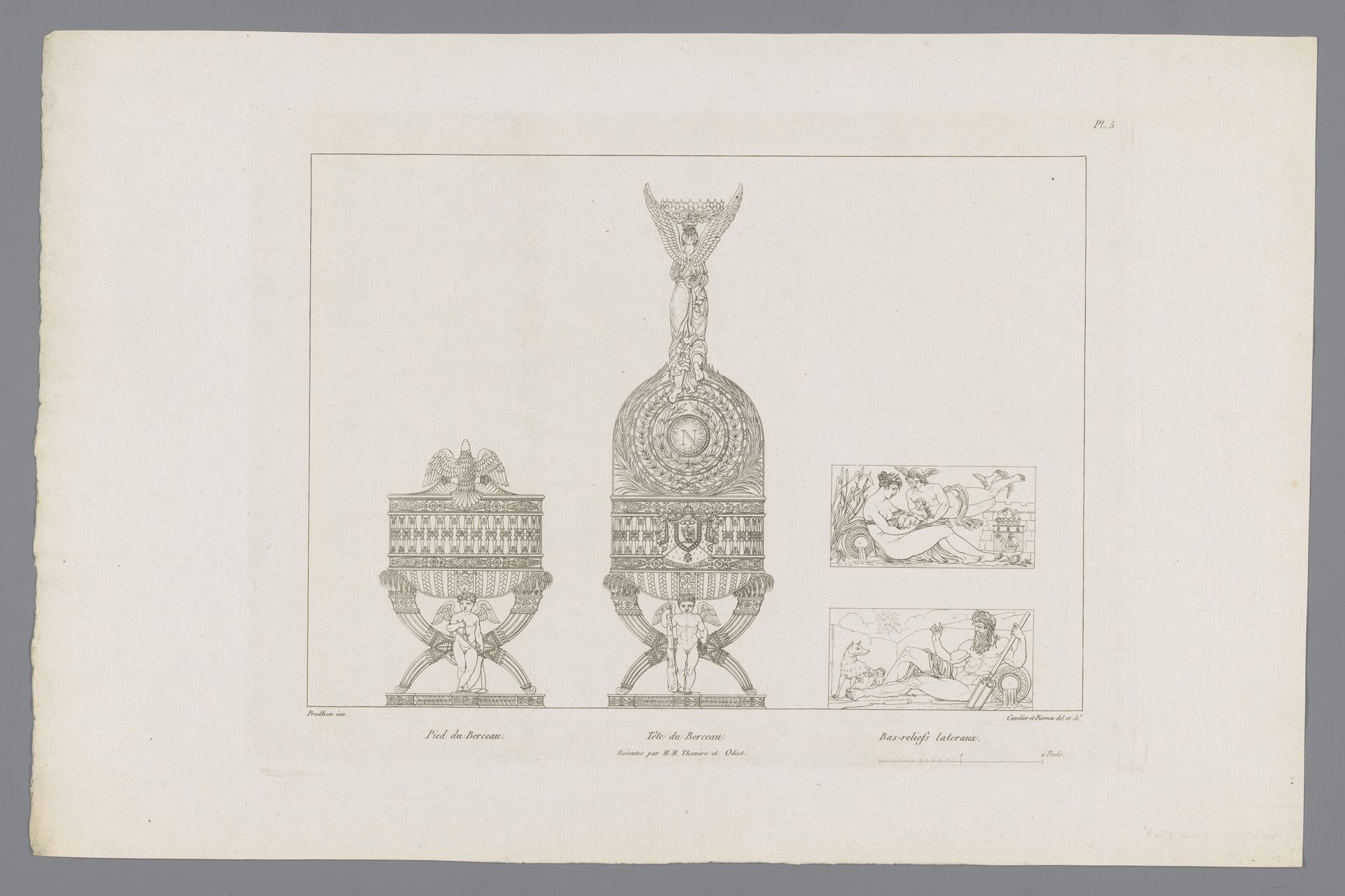Verschillende aanzichten van wieg by Adrien Louis Marie Cavelier
